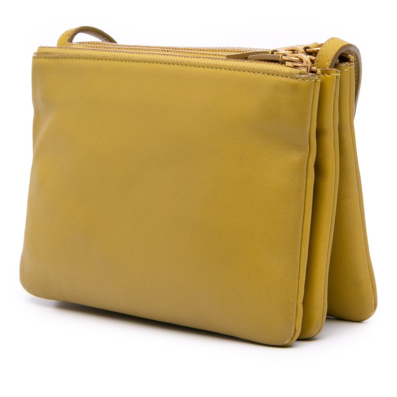 Celine Small Lambskin Trio Crossbody Geel