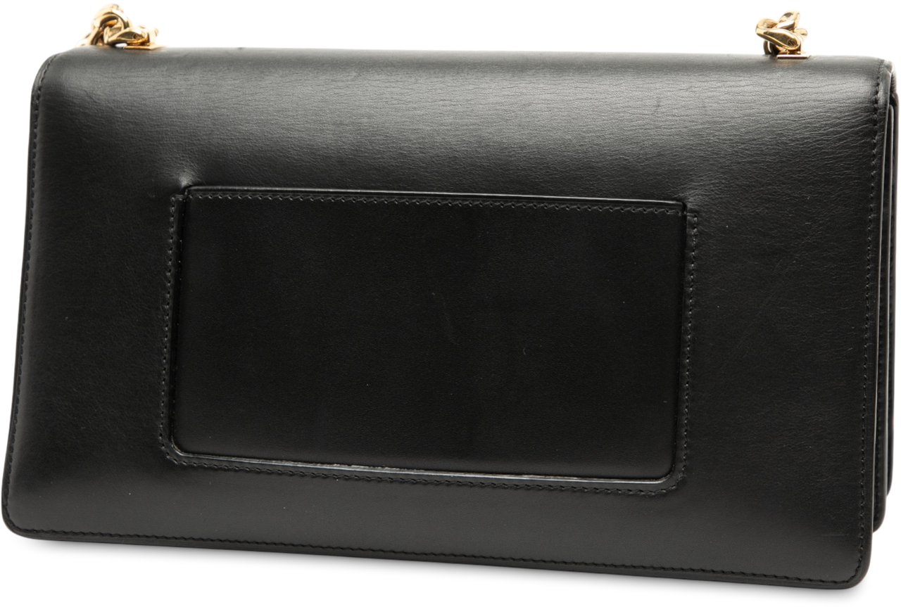 Celine Small Leather Case Chain Flap Zwart