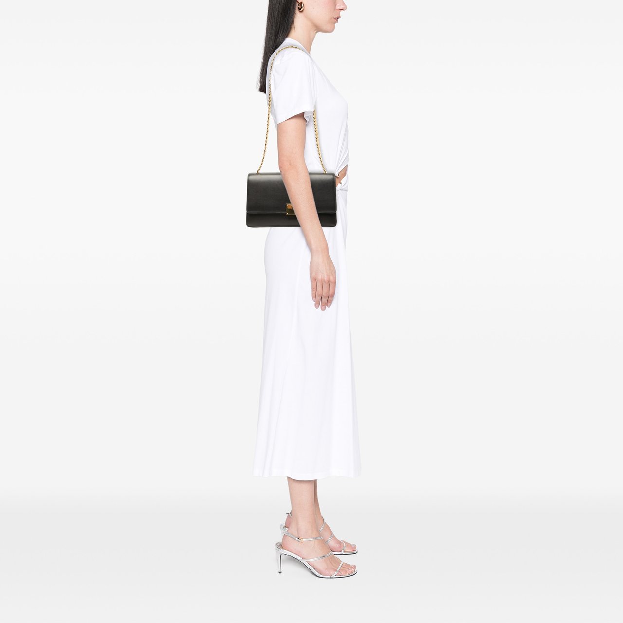 Celine Small Leather Case Chain Flap Zwart