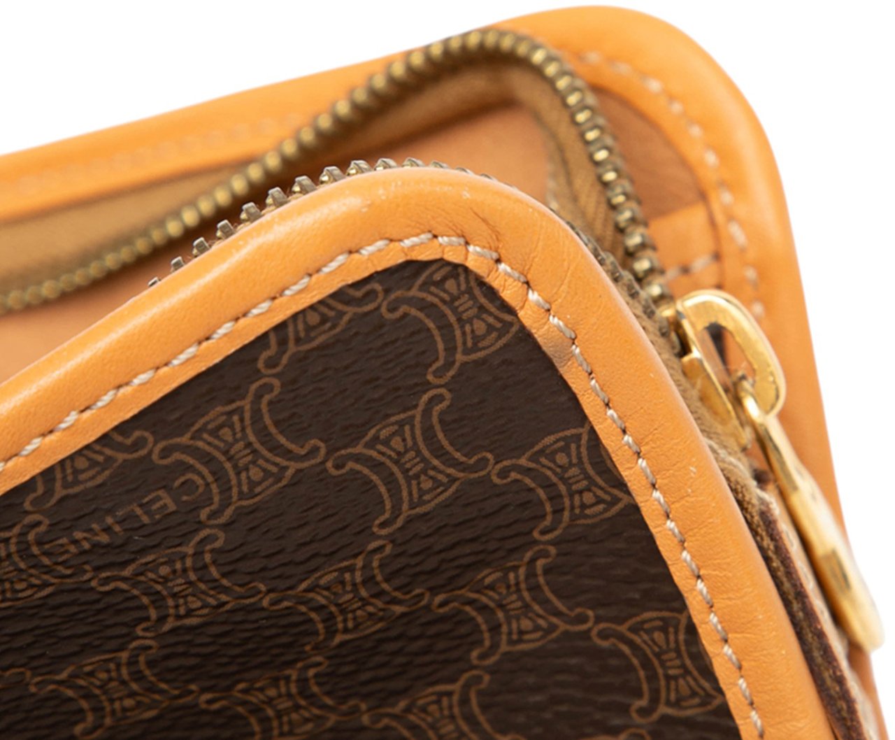 Celine Macadam Coated Canvas Clutch Bruin