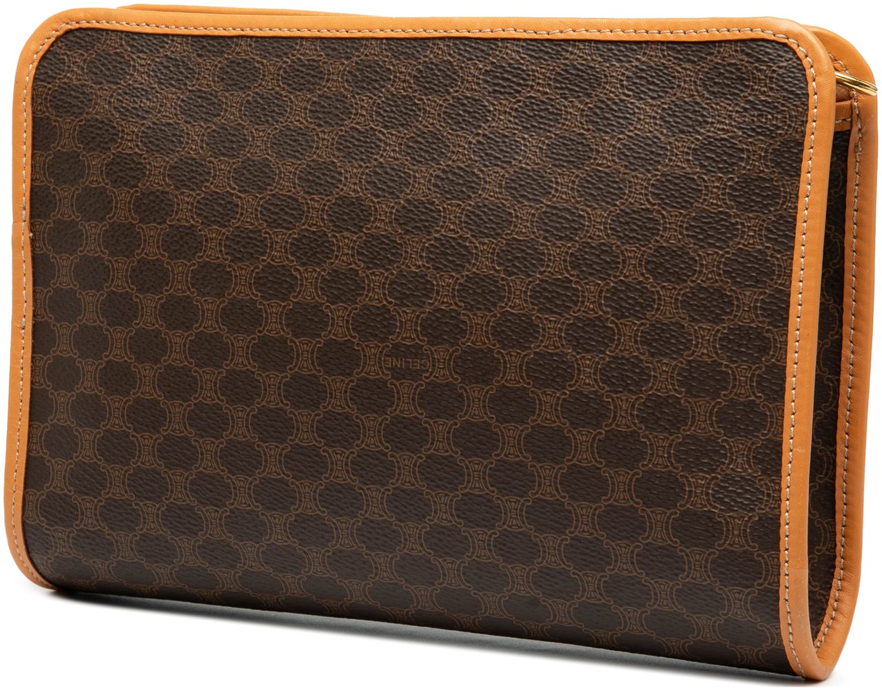 Celine Macadam Coated Canvas Clutch Bruin