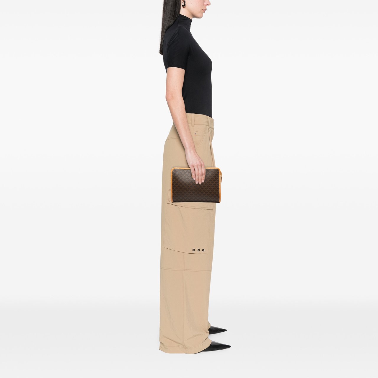 Celine Macadam Coated Canvas Clutch Bruin