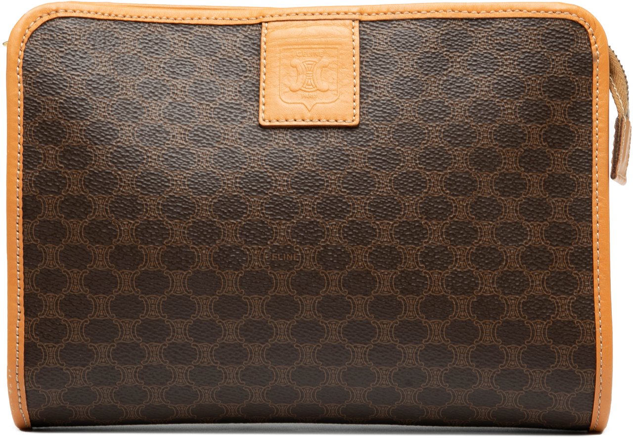 Celine Macadam Coated Canvas Clutch Bruin