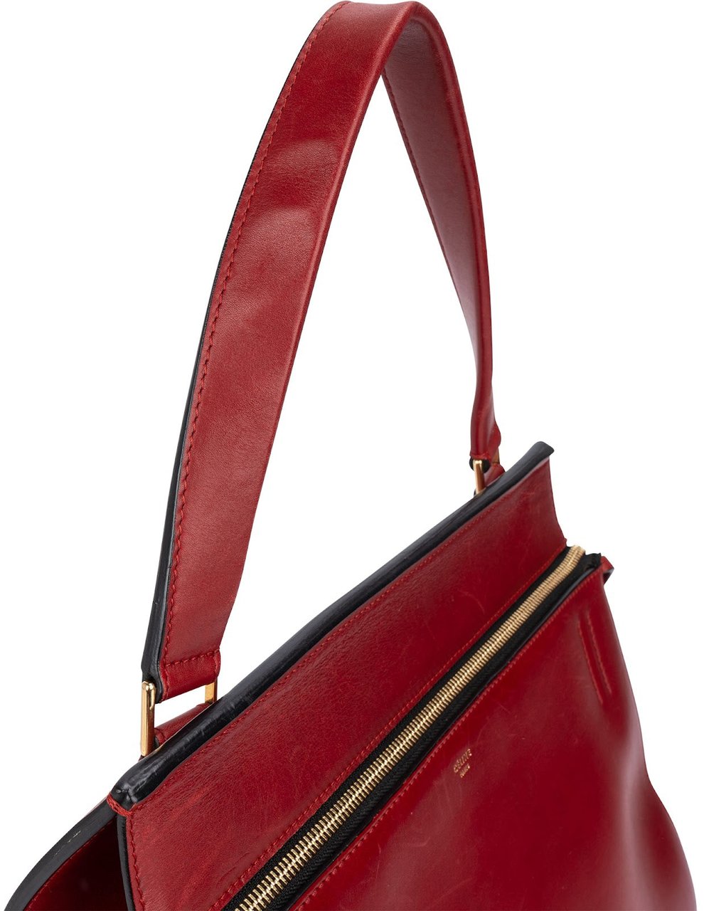 Celine Céline Red Leather Large Edge Handbag Rood