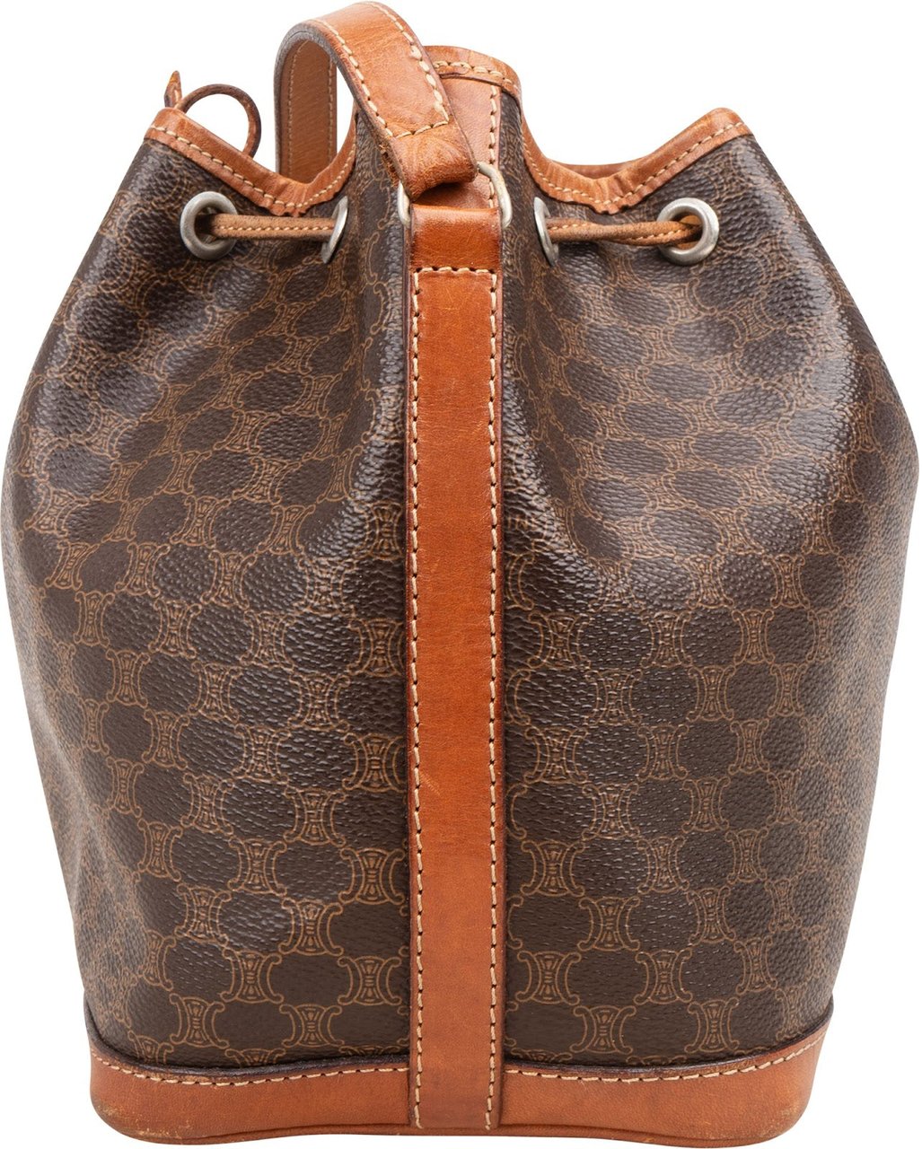 Celine Macadam Canvas Drawstring Bucket Crossbody Bag Bruin