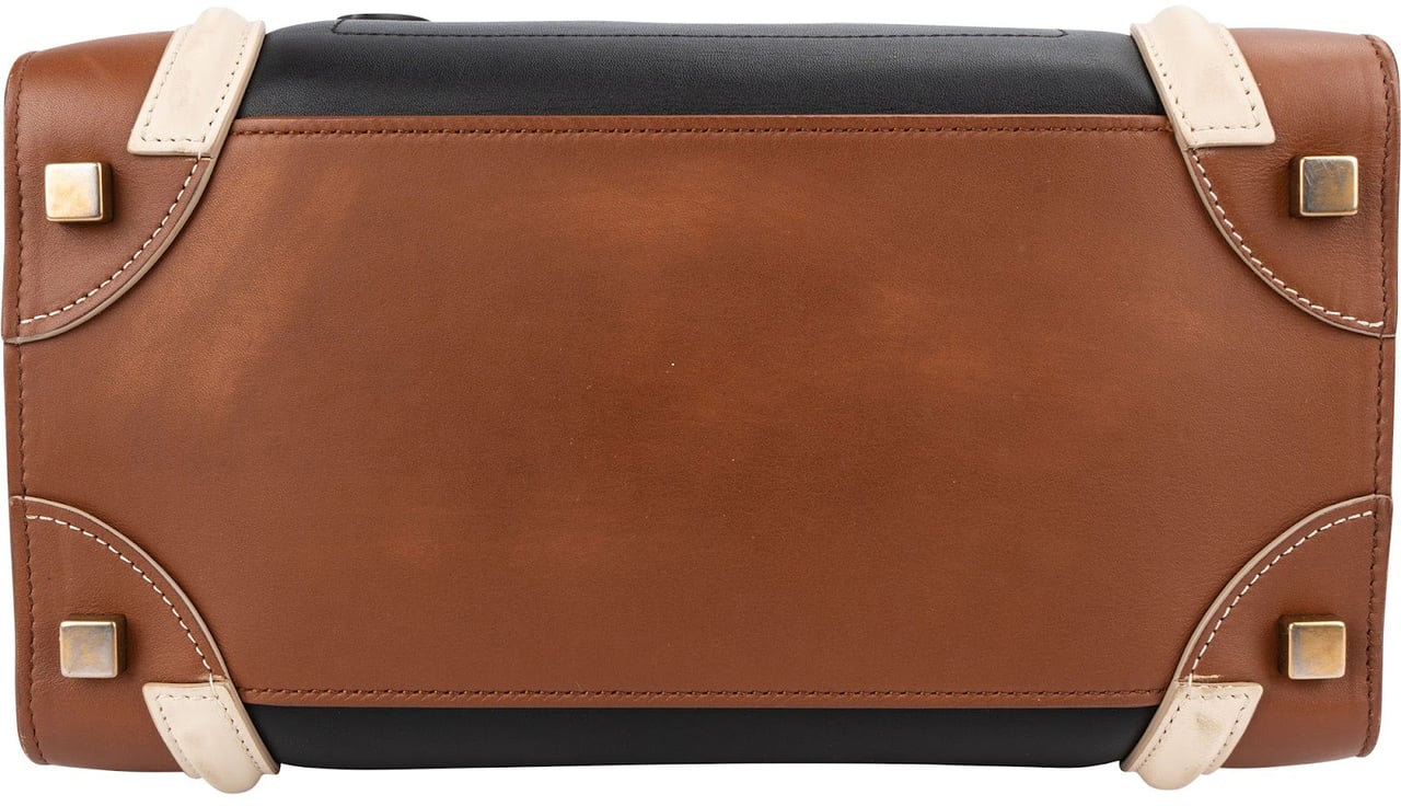 Celine Céline Tricolor Leather Luggage Handbag Zwart