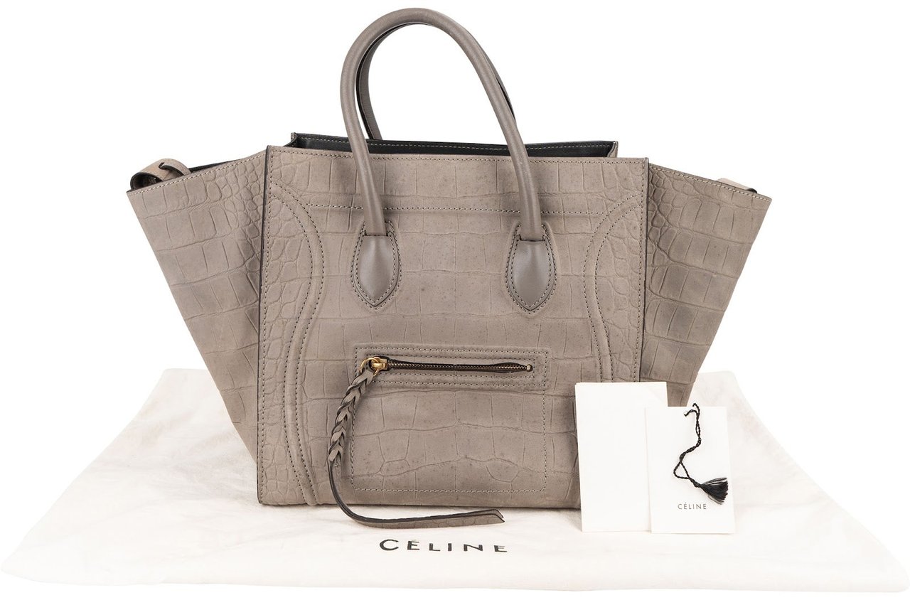 Celine Celine Croc Optic Suede and Leather Phantomm Handbag Divers