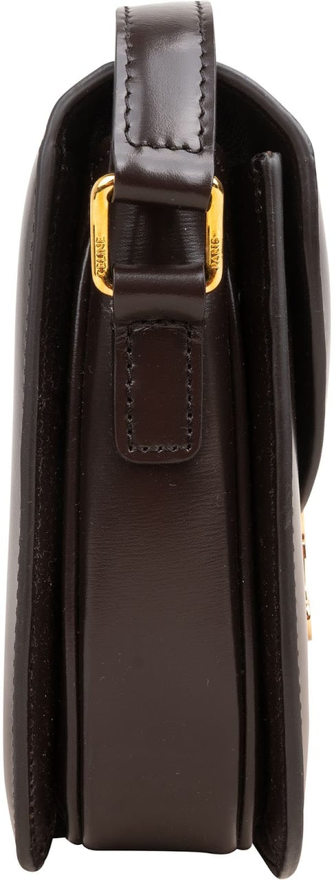 Celine Shiny Calfskin Teen Triomphe Crossbody Bag Bruin