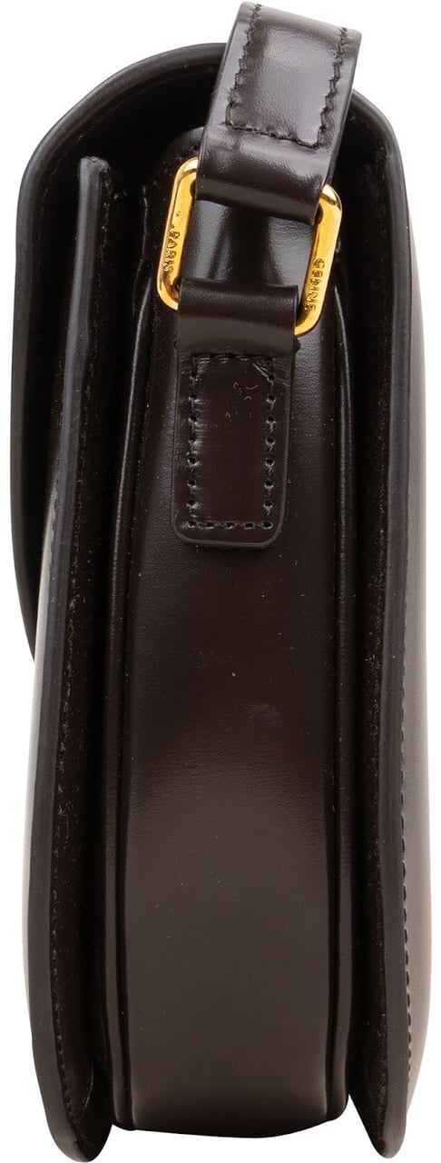 Celine Shiny Calfskin Teen Triomphe Crossbody Bag Bruin