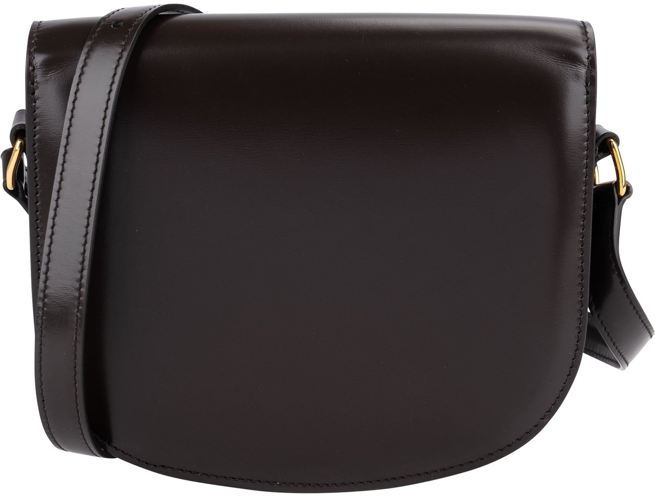Celine Shiny Calfskin Teen Triomphe Crossbody Bag Bruin