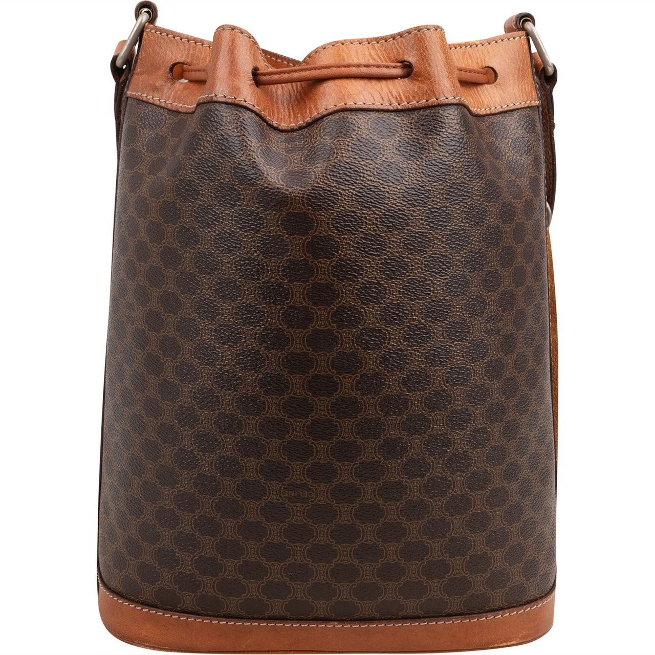 Celine Macadam Canvas Bucket Crossbody Bag Bruin