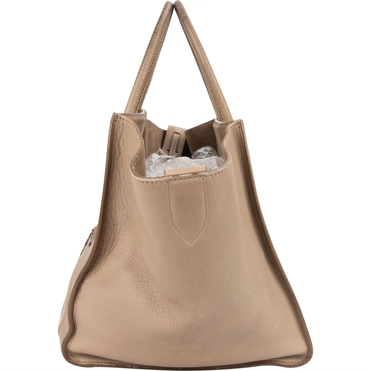 Celine Céline Drummed Calfskin Phantom Handbag Beige