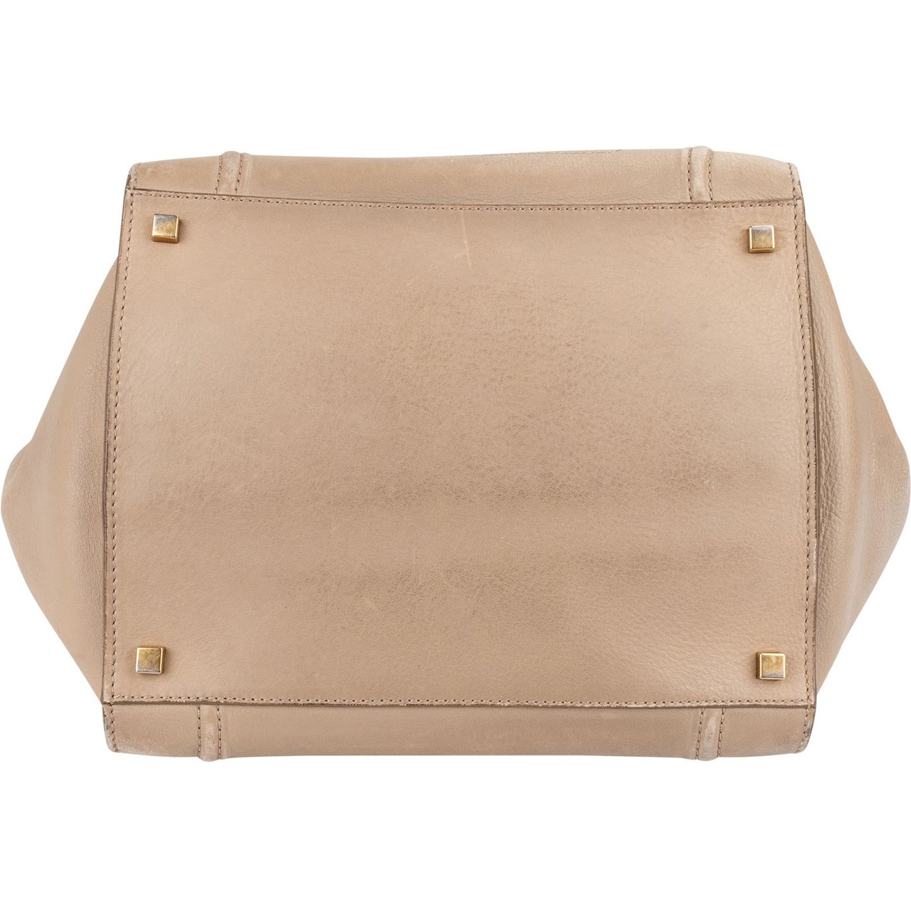 Celine Céline Drummed Calfskin Phantom Handbag Beige