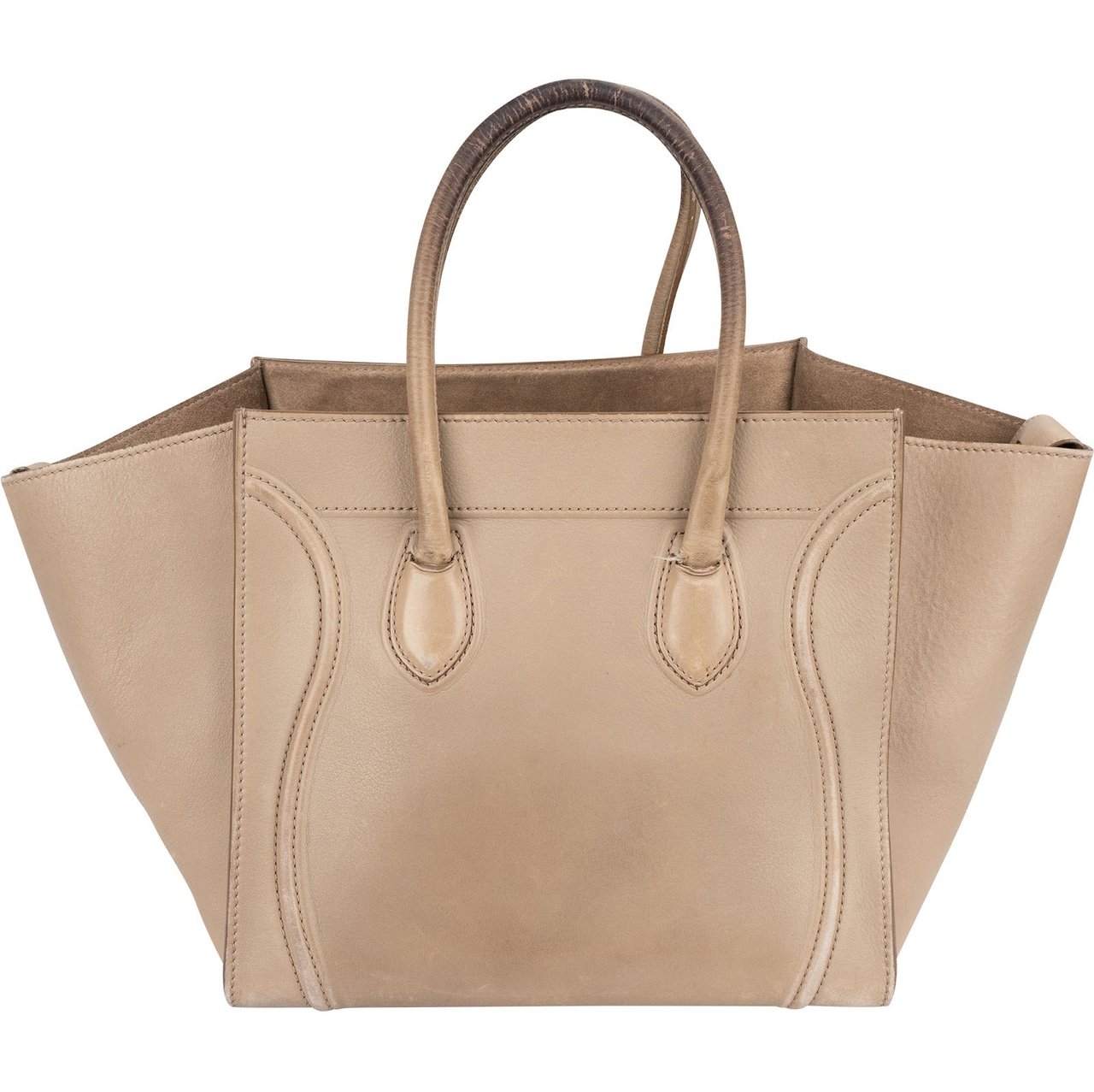 Celine Céline Drummed Calfskin Phantom Handbag Beige