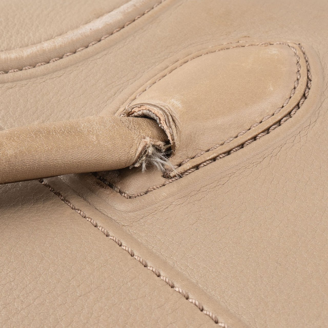 Celine Céline Drummed Calfskin Phantom Handbag Beige
