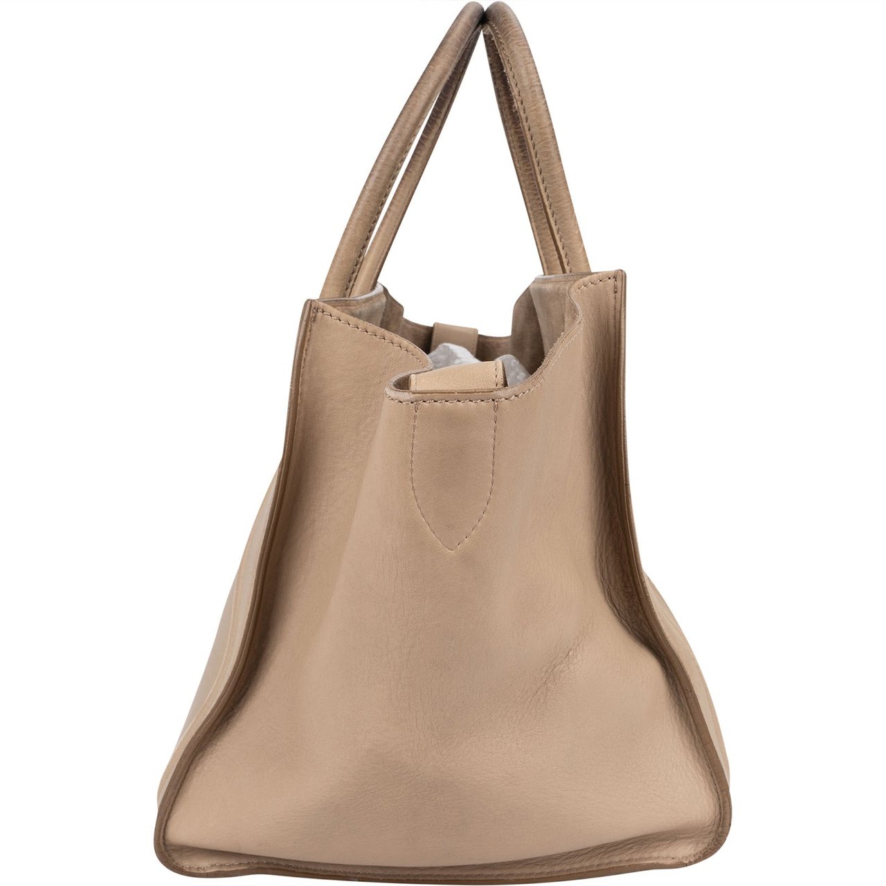 Celine Céline Drummed Calfskin Phantom Handbag Beige