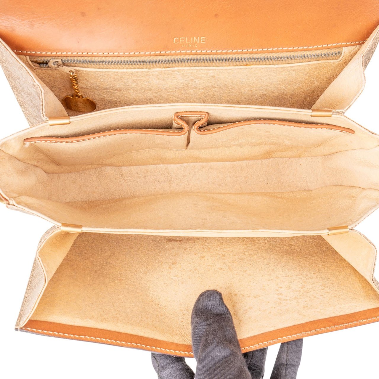 Celine Monogram Macadam Triomphe Crossbody Bag Beige