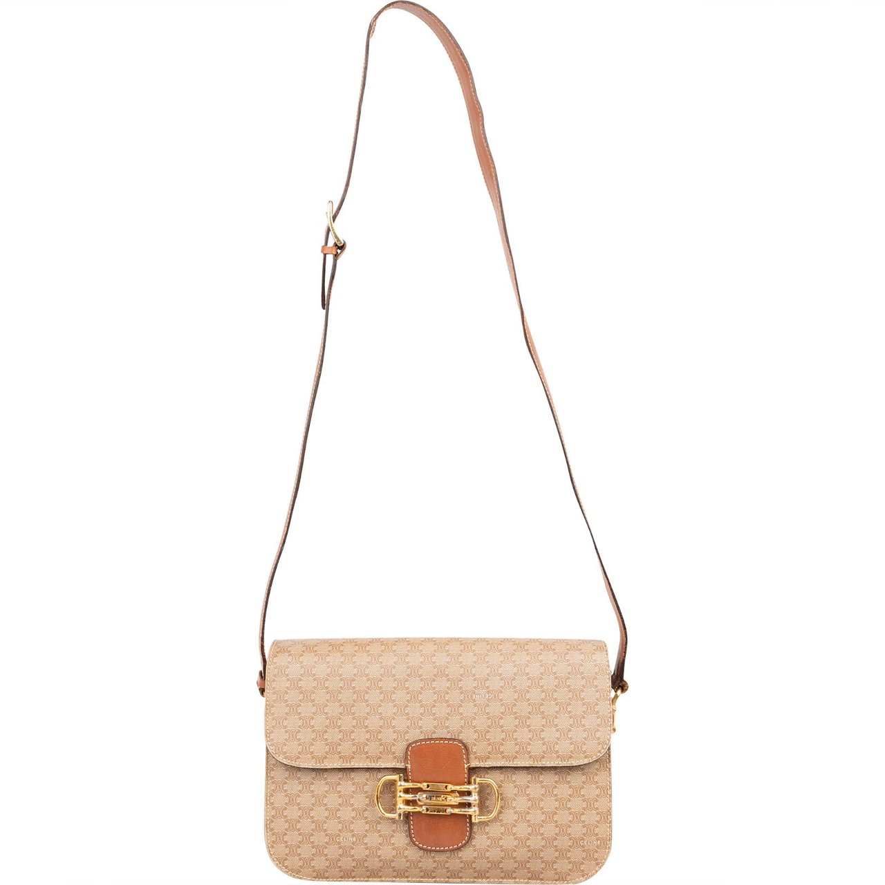 Celine Monogram Macadam Triomphe Crossbody Bag Beige