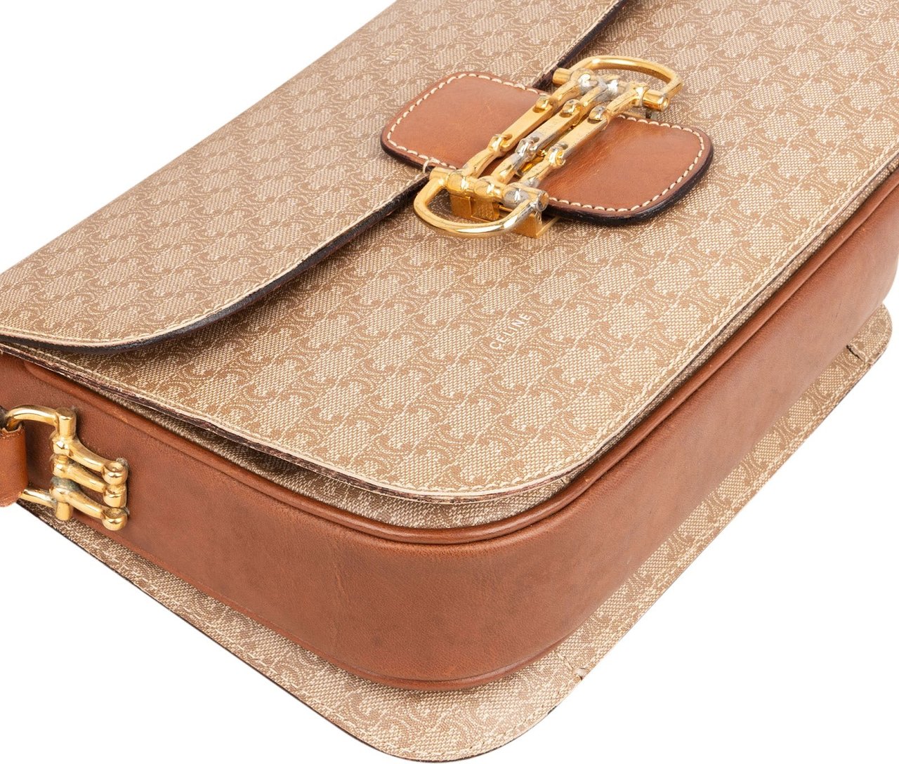 Celine Monogram Macadam Triomphe Crossbody Bag Beige