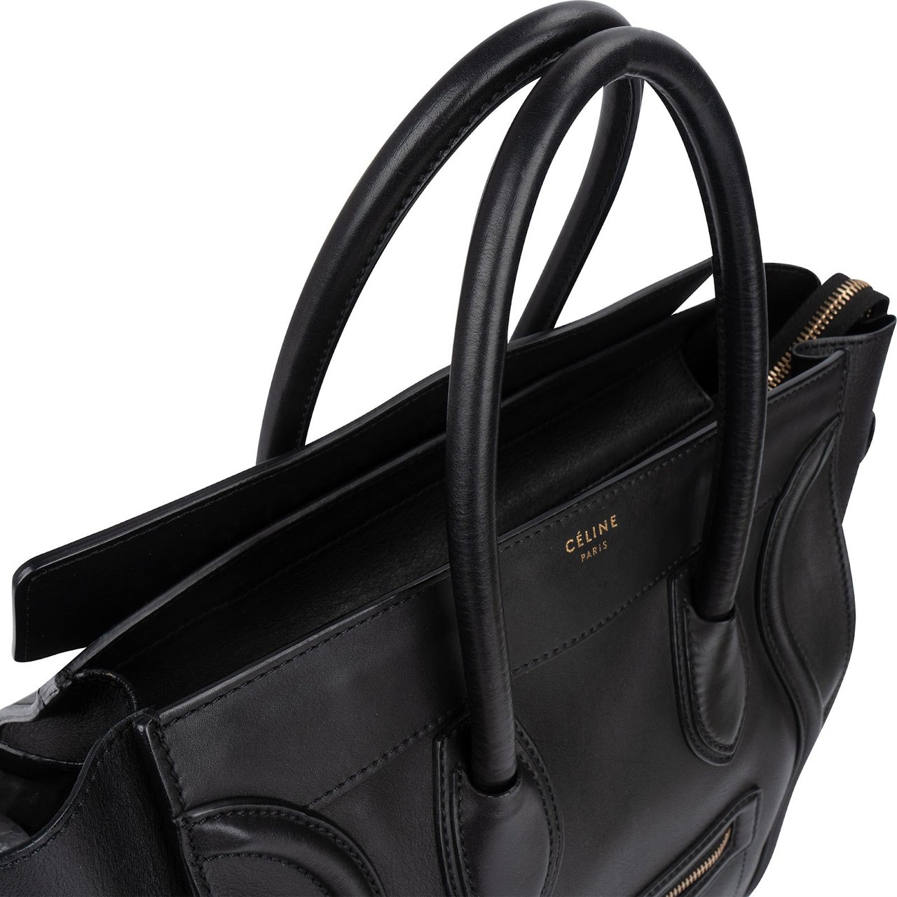 Celine Celine Black Leather Luggage Handbag Zwart
