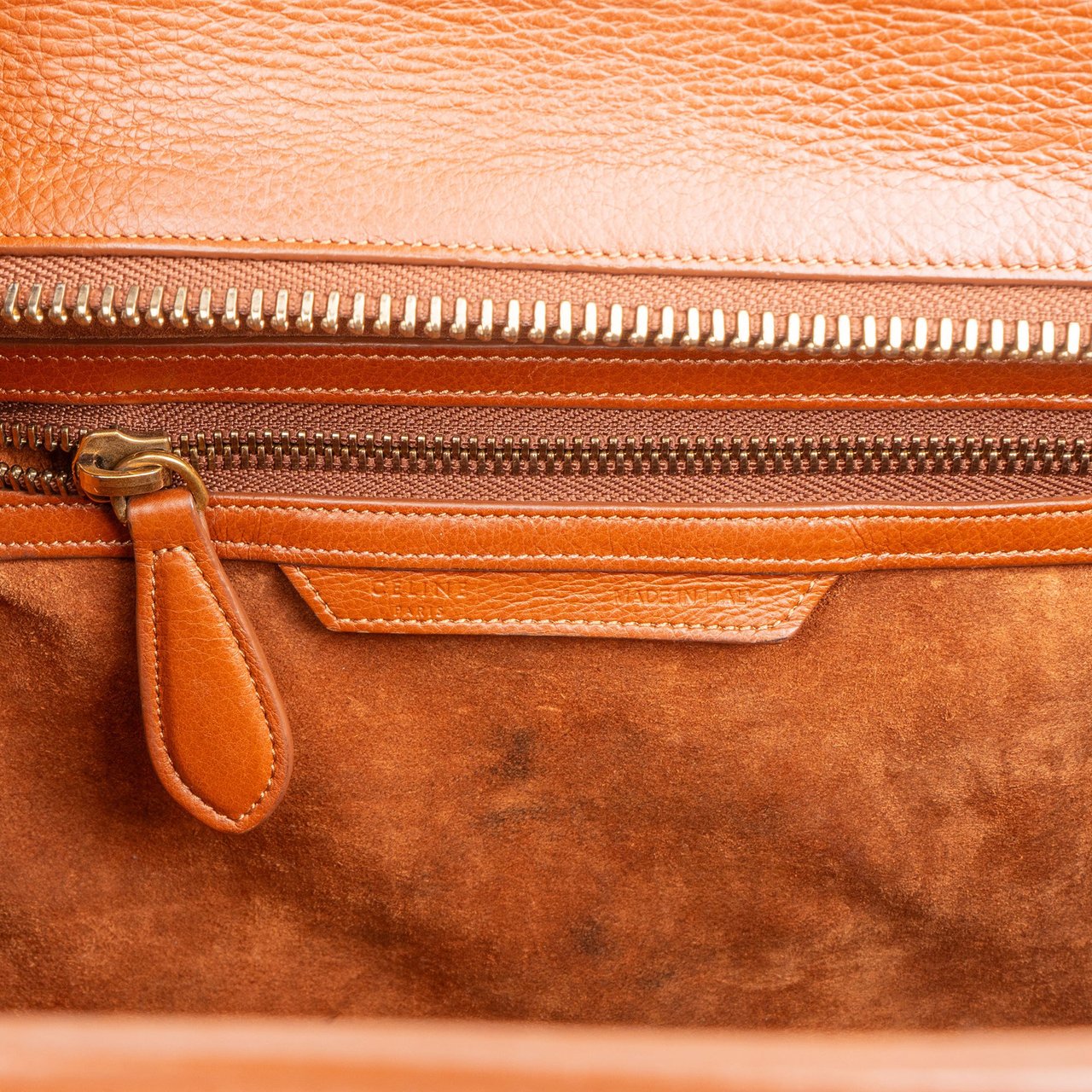 Celine Céline Brown Leather Luggage Handbag Bruin