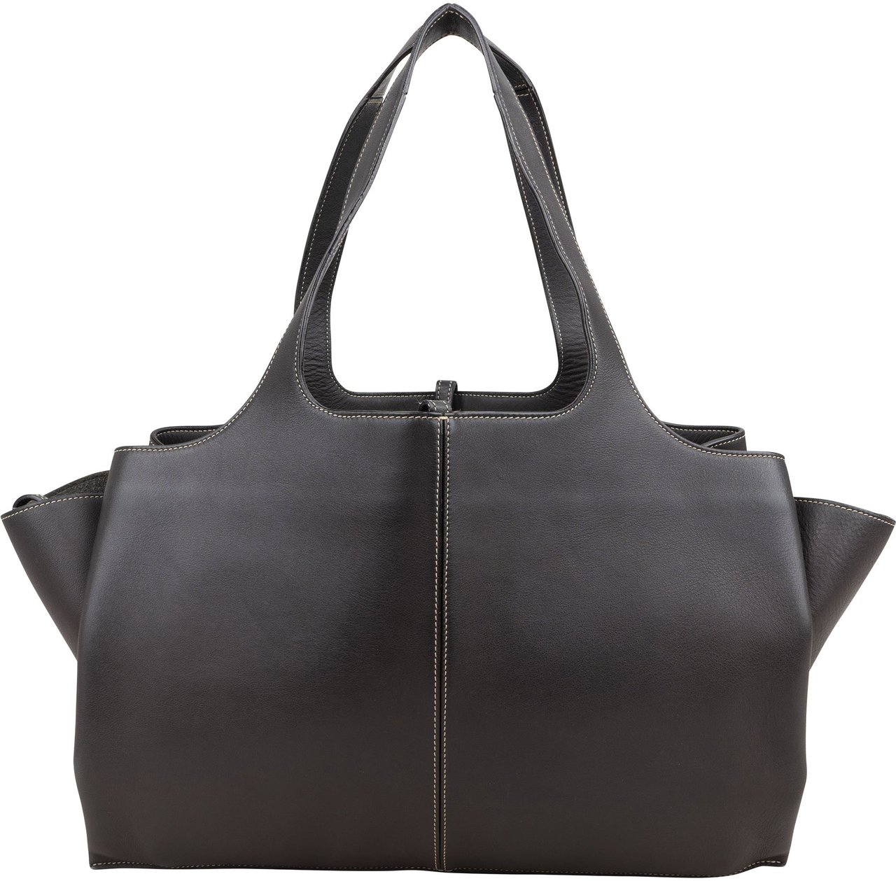 Celine Calfskin Leather Tri-fold Shoulder Bag Donkergrijs