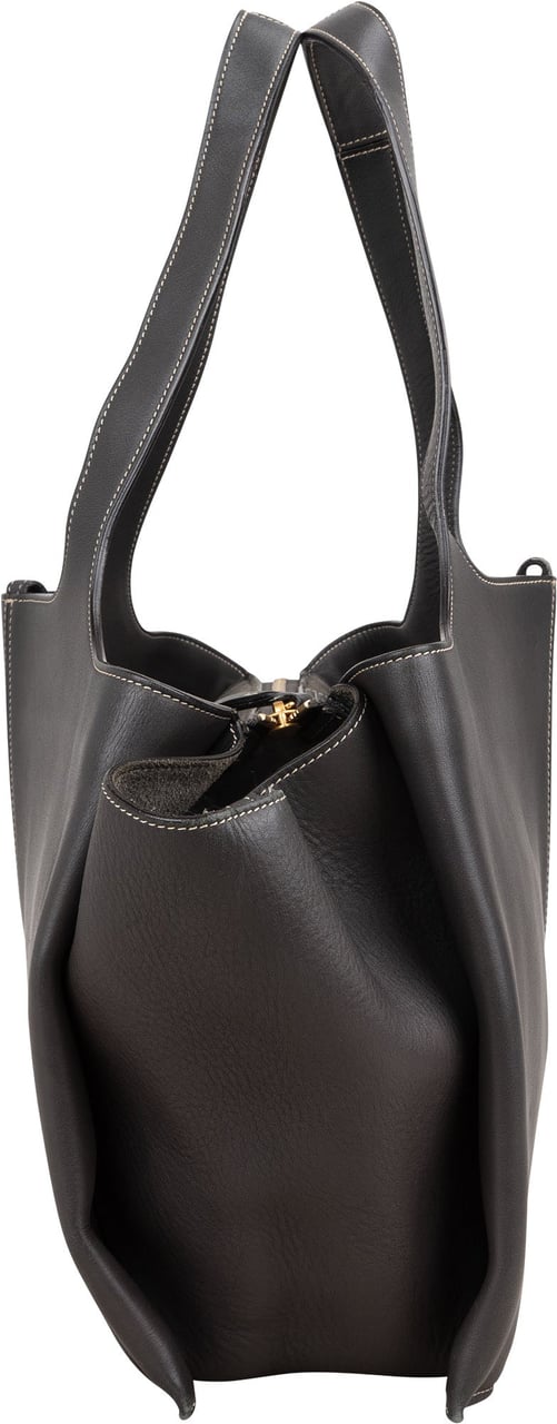 Celine Calfskin Leather Tri-fold Shoulder Bag Donkergrijs