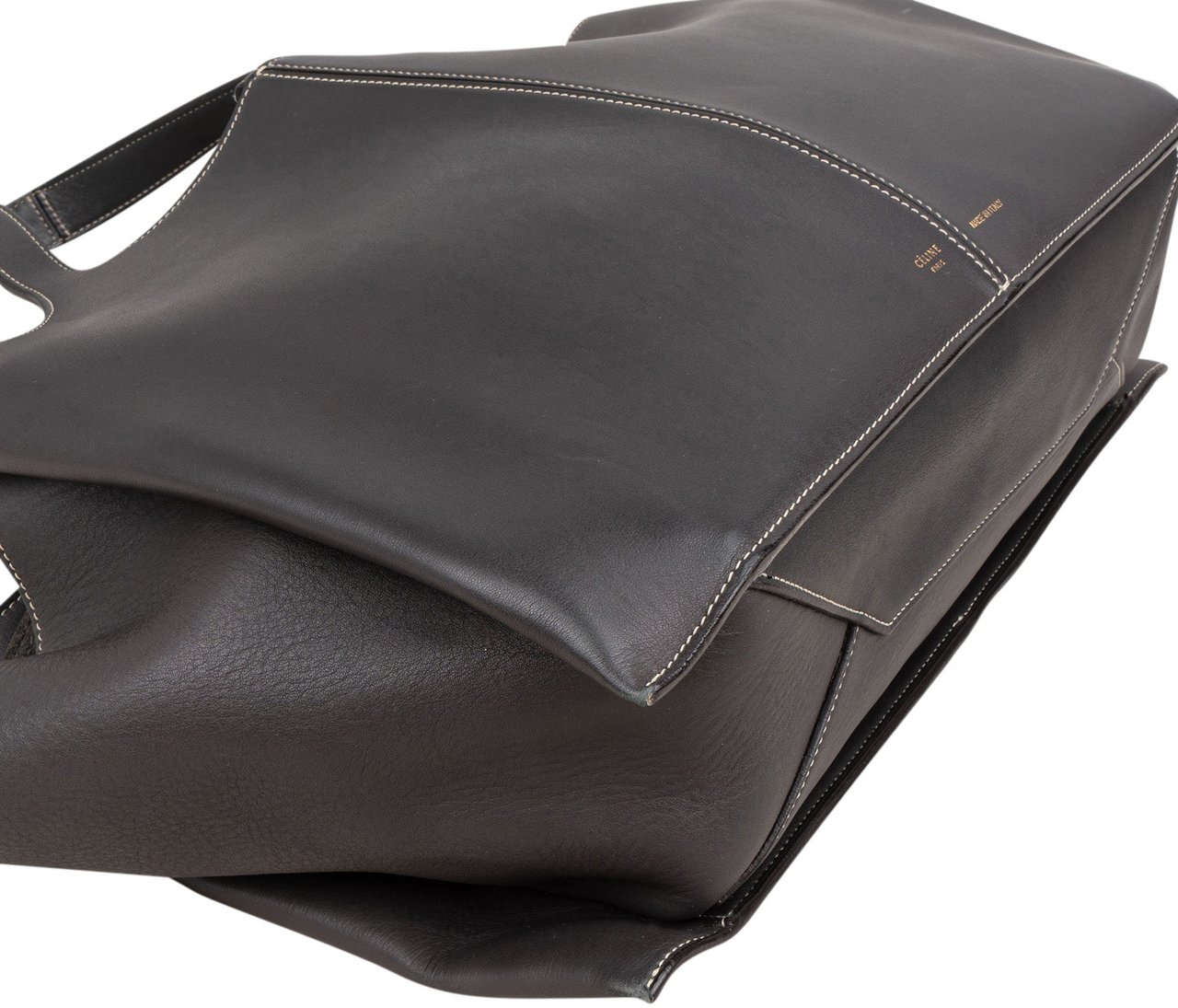 Celine Calfskin Leather Tri-fold Shoulder Bag Donkergrijs
