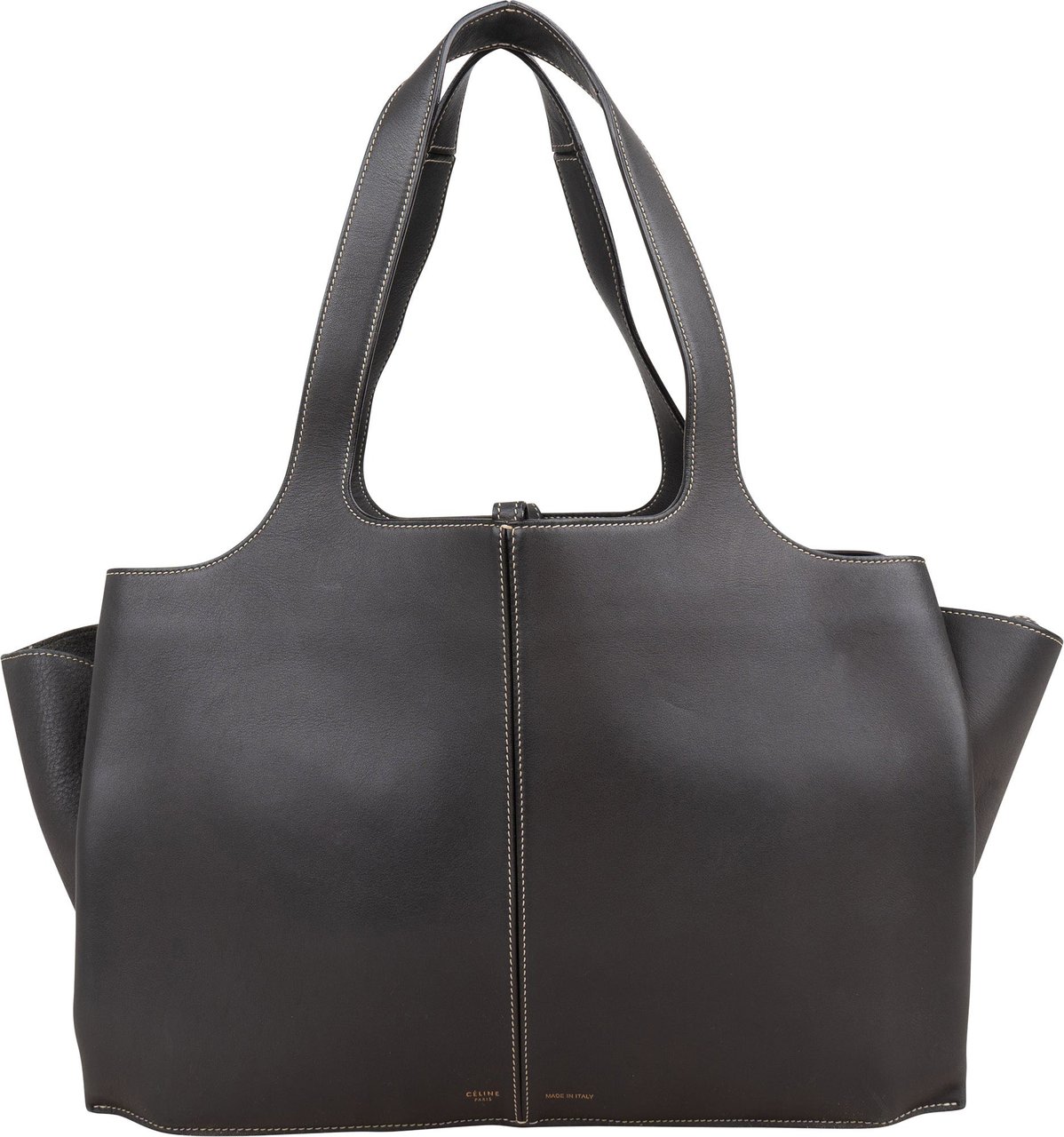 Celine Calfskin Leather Tri-fold Shoulder Bag Donkergrijs