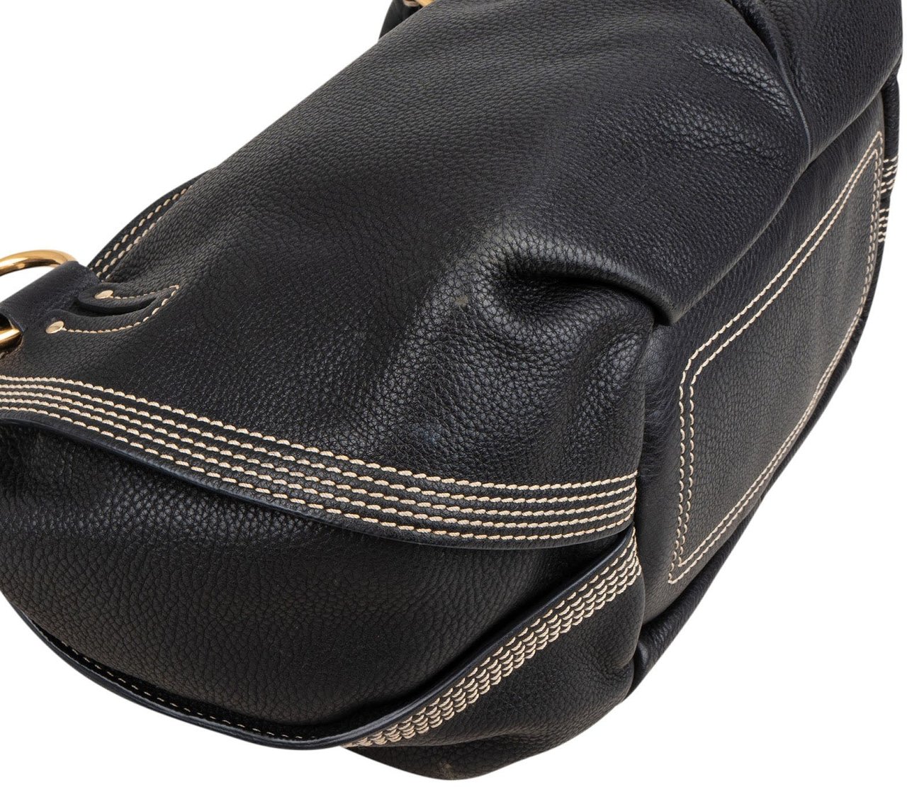 Celine Pebbled Leather Bittersweet Handbag Zwart