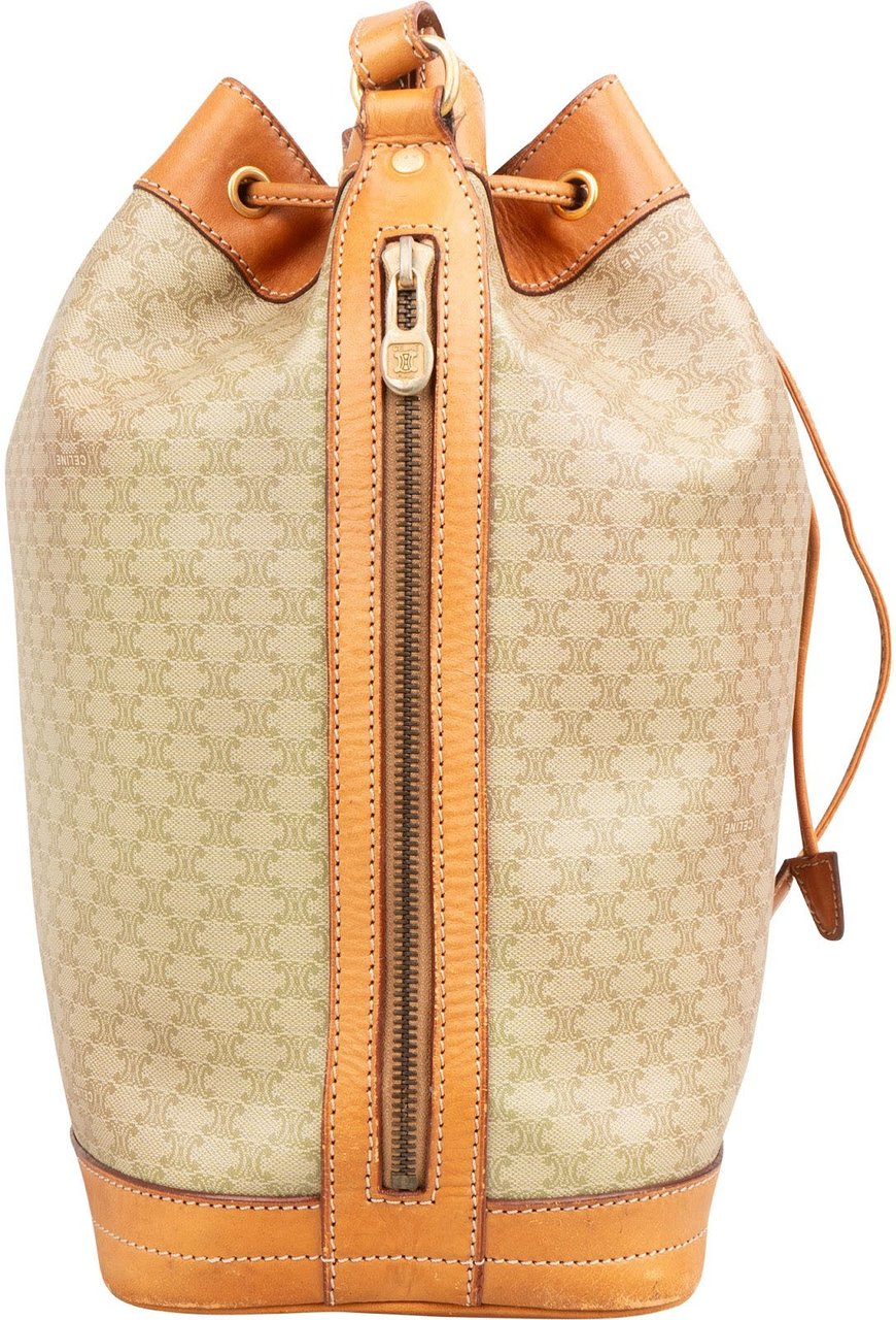 Celine Macadam Canvas Bucket Shoulder Bag Beige