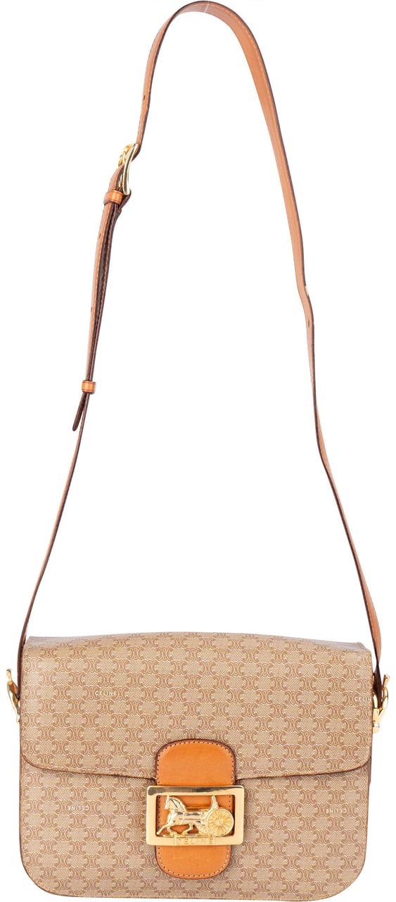 Celine Celine Maccadam Monogram Triomphe Crossbody Bag Bruin