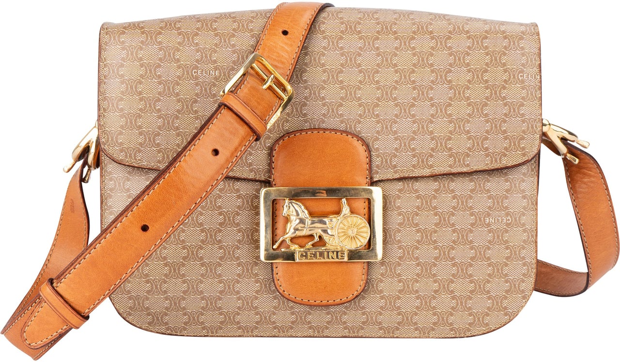 Celine Celine Maccadam Monogram Triomphe Crossbody Bag Bruin
