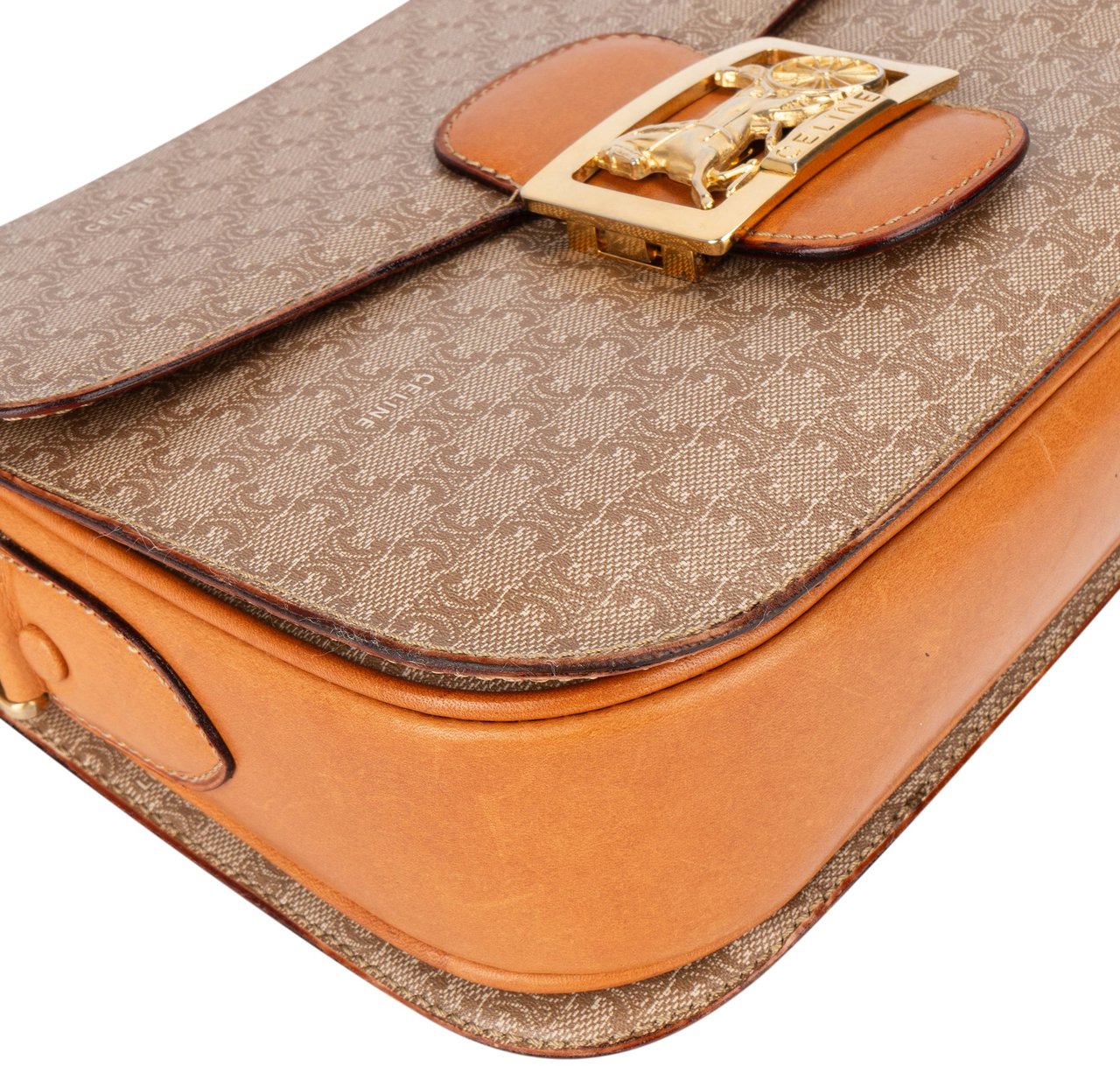 Celine Celine Maccadam Monogram Triomphe Crossbody Bag Bruin