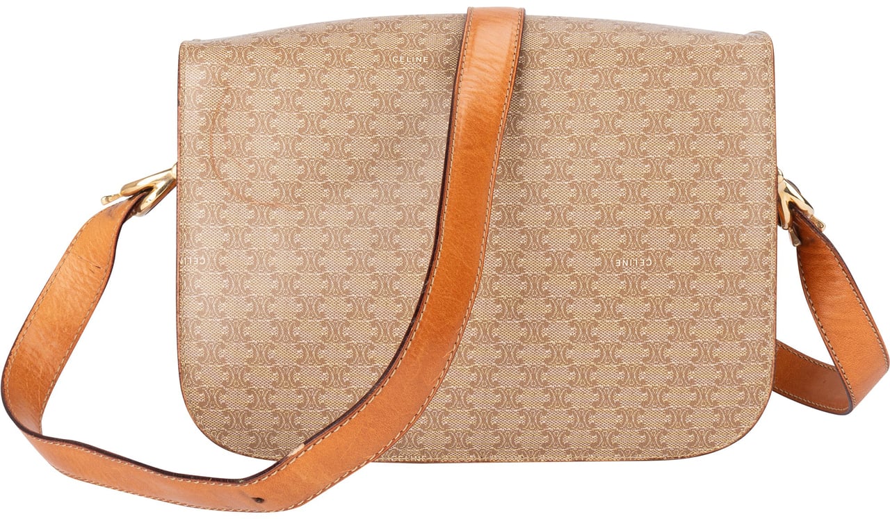 Celine Celine Maccadam Monogram Triomphe Crossbody Bag Bruin