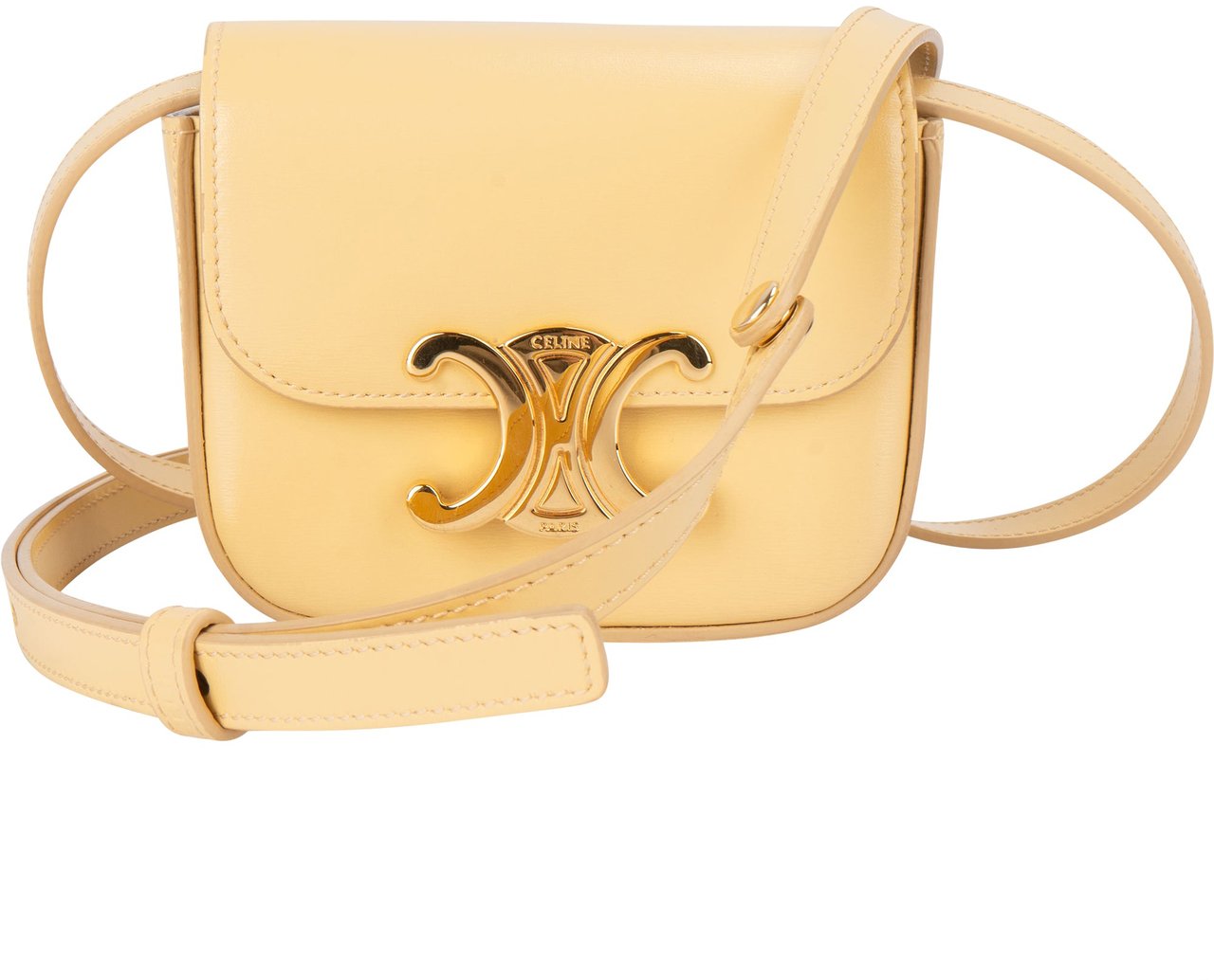 Celine Celine Leather Mini Triomphe Crossbody Bag Beige