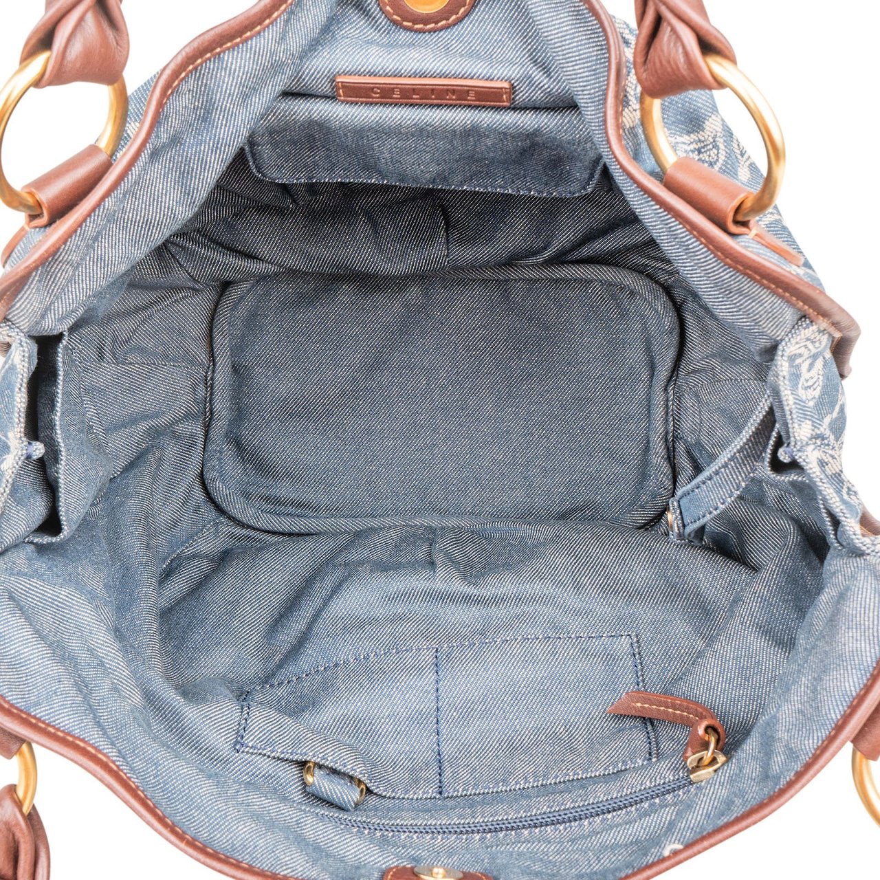 Celine Céline Denim Macadam Monogram Hobo Shoulder Bag Blauw