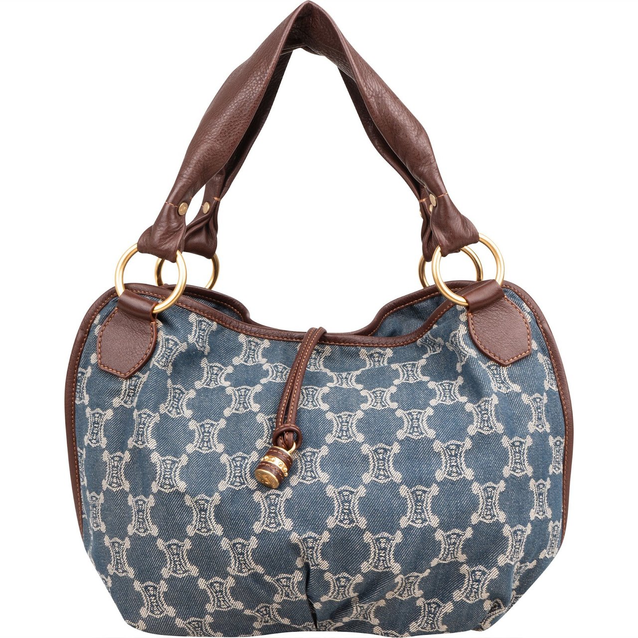 Celine Céline Denim Macadam Monogram Hobo Shoulder Bag Blauw