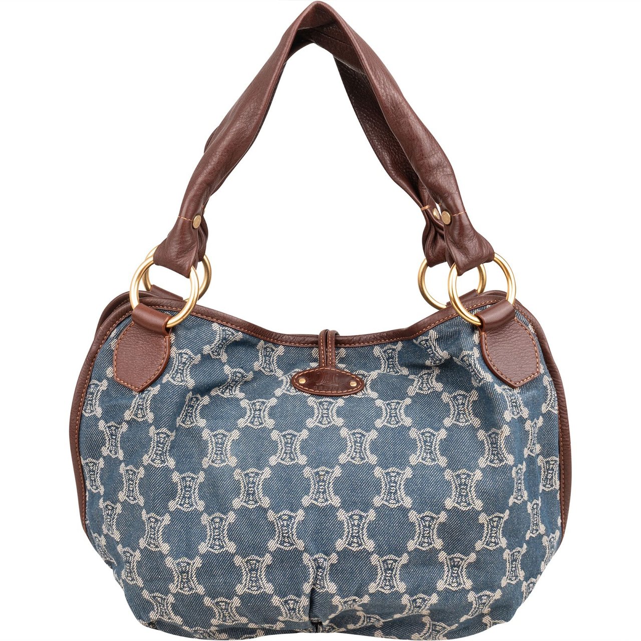 Celine Céline Denim Macadam Monogram Hobo Shoulder Bag Blauw