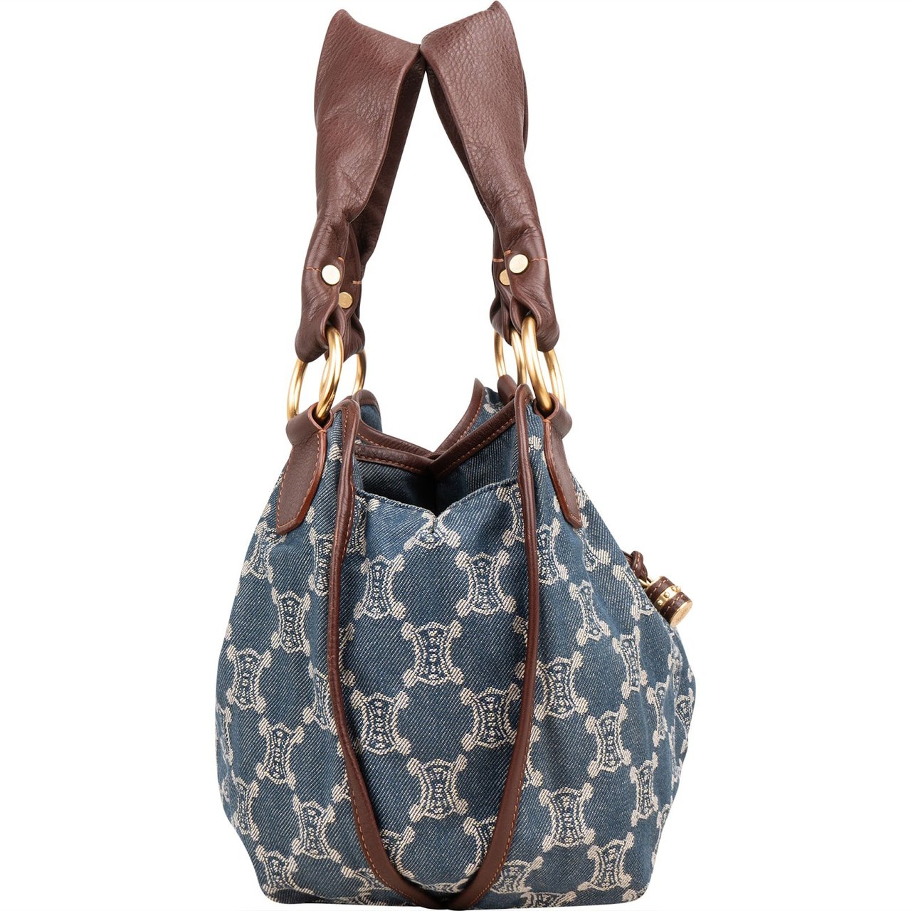 Celine Céline Denim Macadam Monogram Hobo Shoulder Bag Blauw