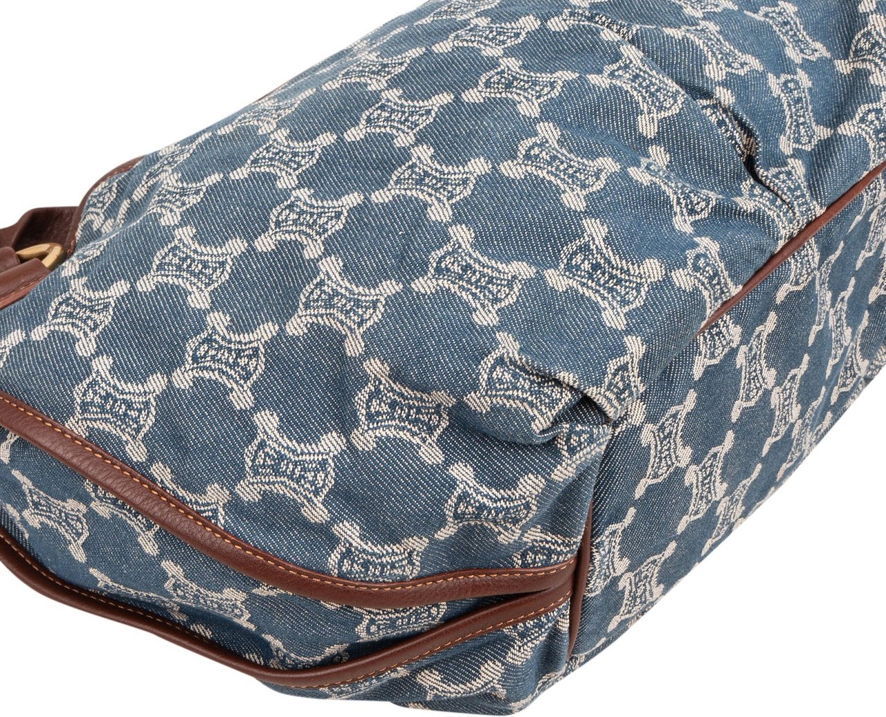 Celine Céline Denim Macadam Monogram Hobo Shoulder Bag Blauw