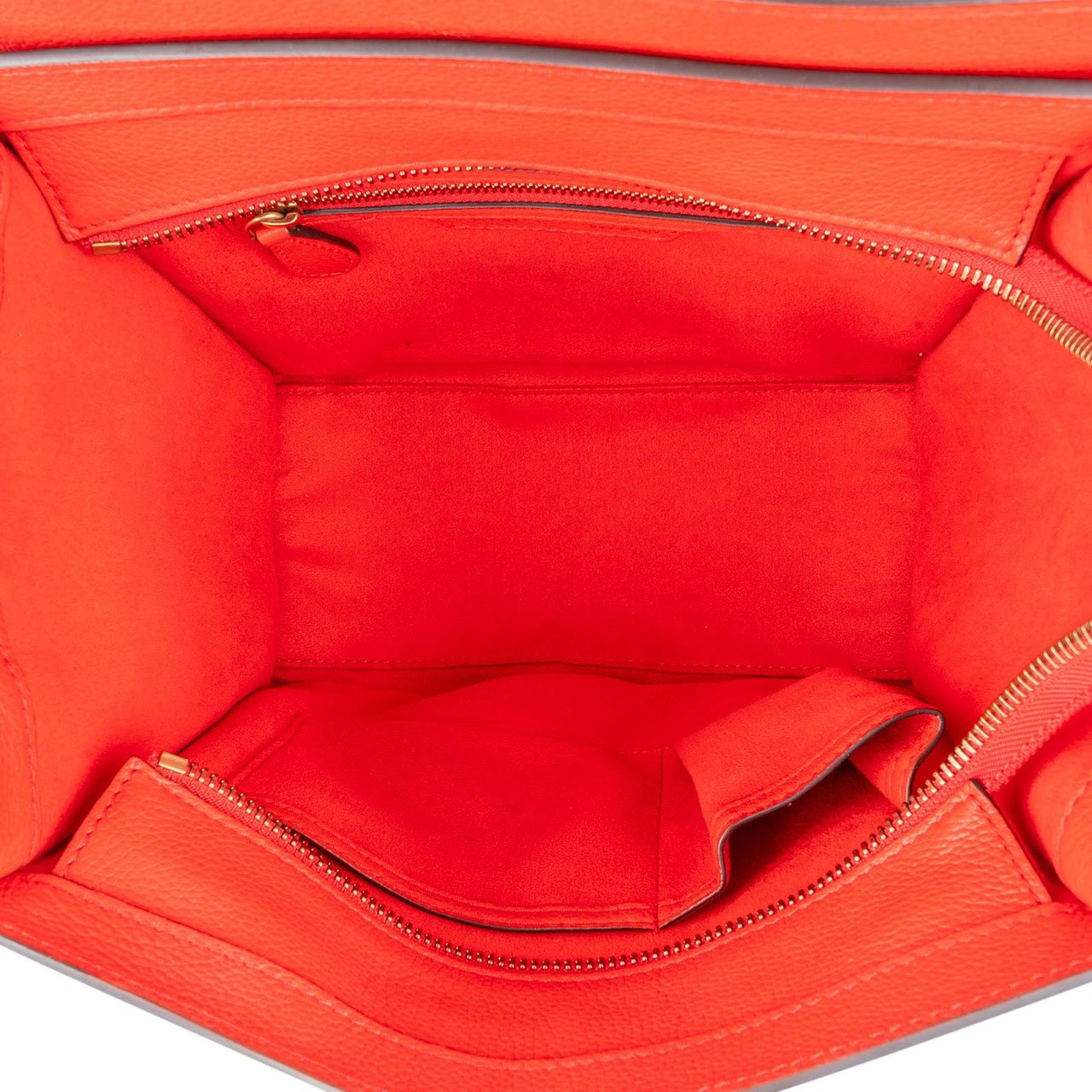 Celine Céline Drummed Calfskin Nano Luggage Tote Handbag Rood
