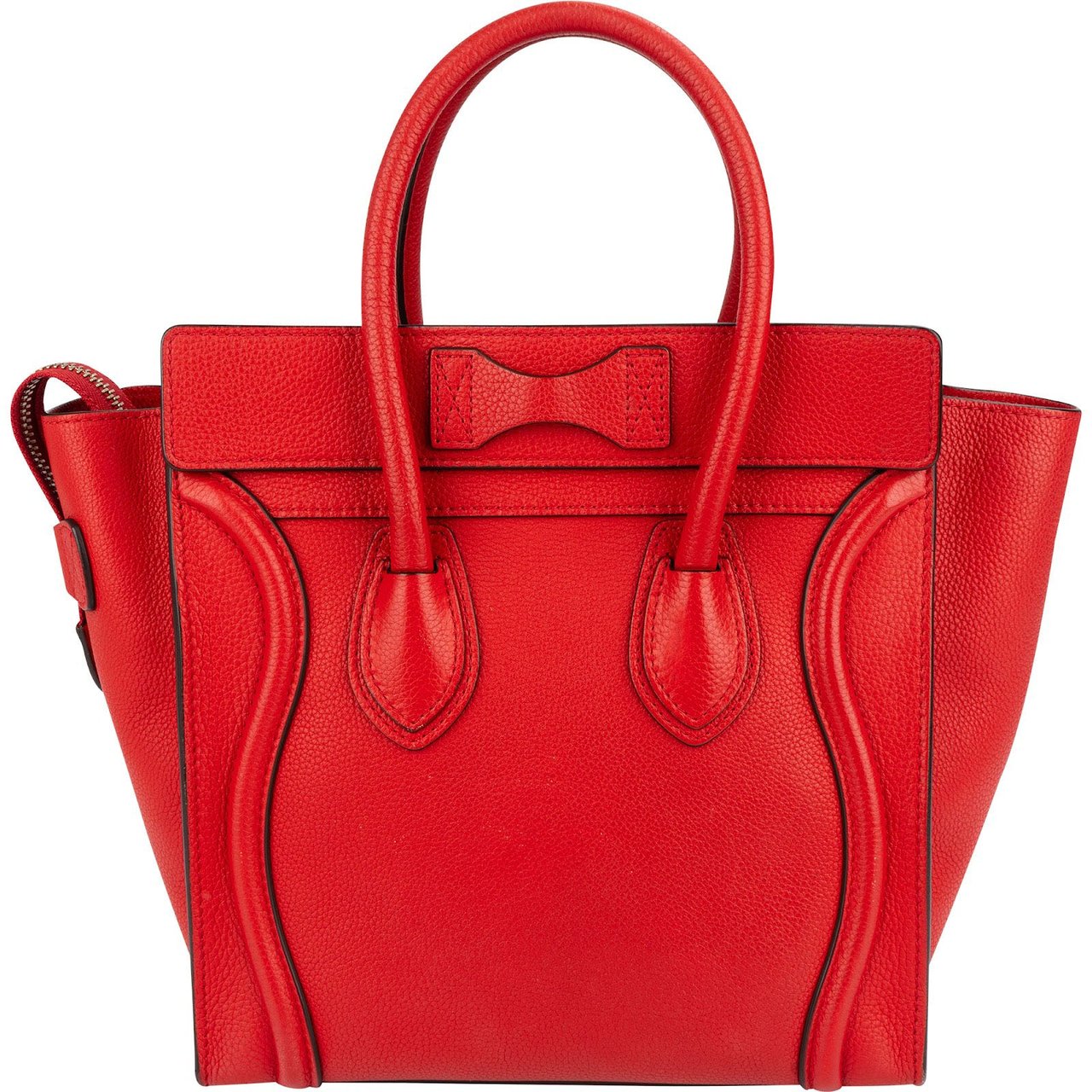 Celine Céline Drummed Calfskin Nano Luggage Tote Handbag Rood