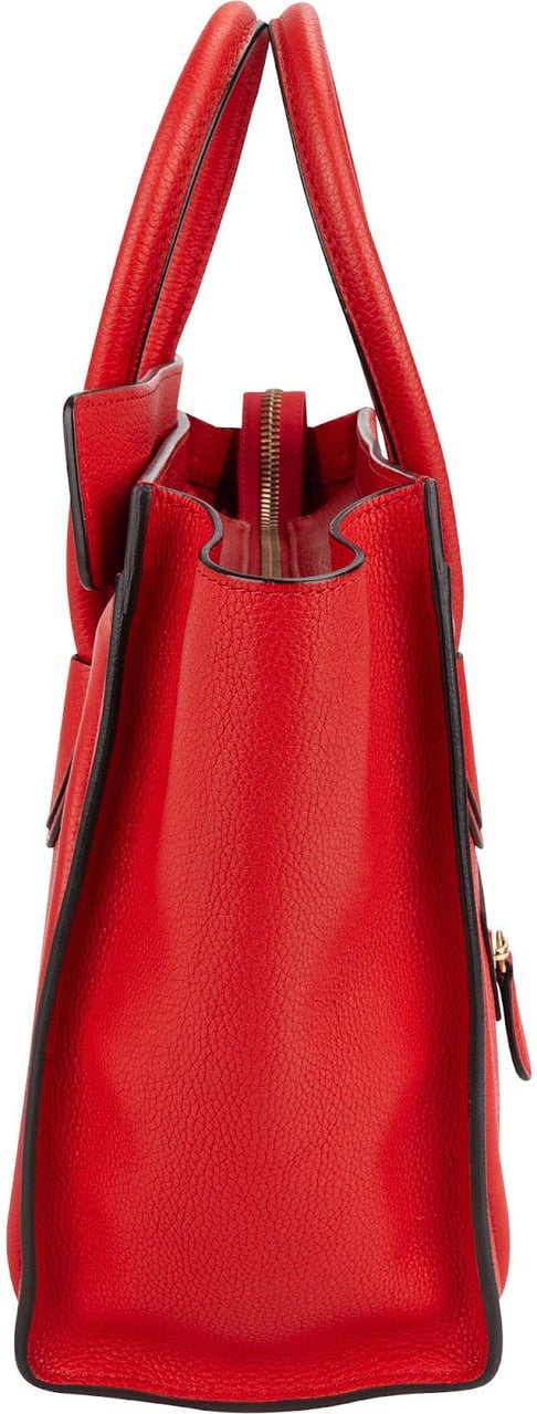 Celine Céline Drummed Calfskin Nano Luggage Tote Handbag Rood