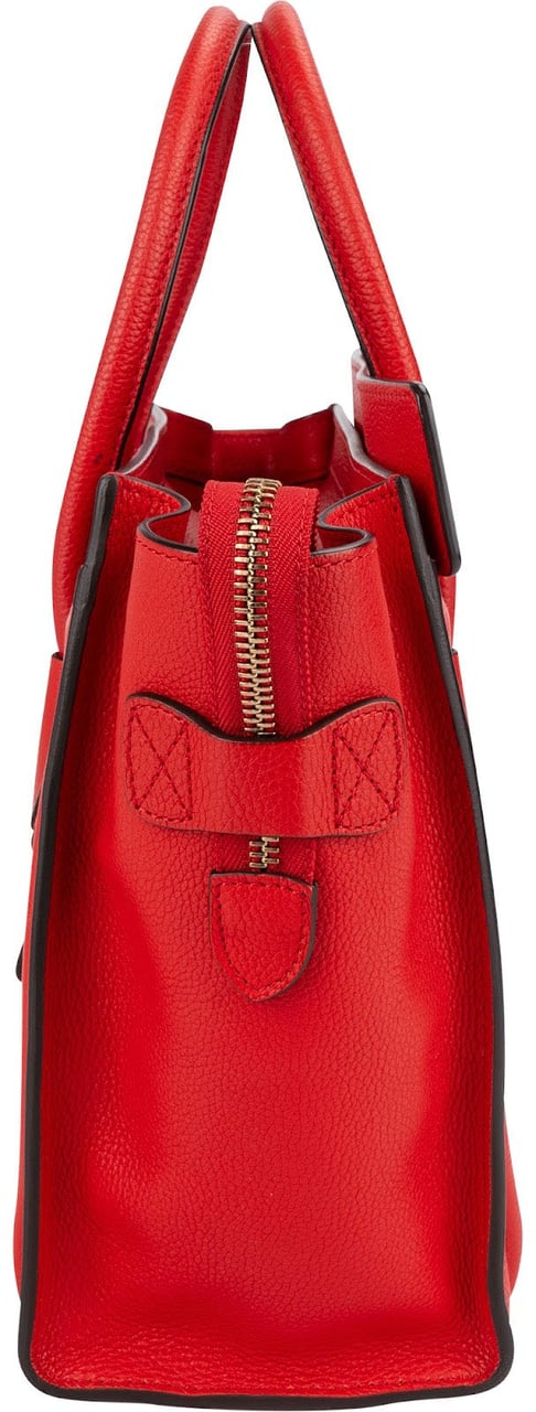Celine Céline Drummed Calfskin Nano Luggage Tote Handbag Rood