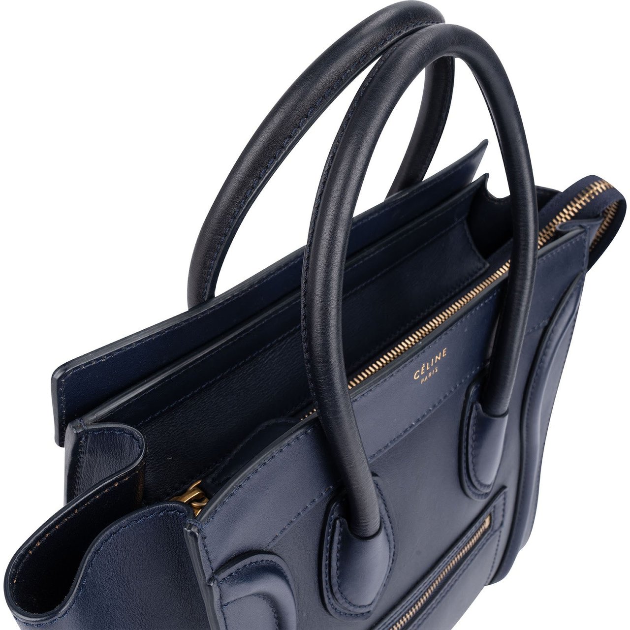 Celine Céline Blue Leather Luggage Handbag Navy