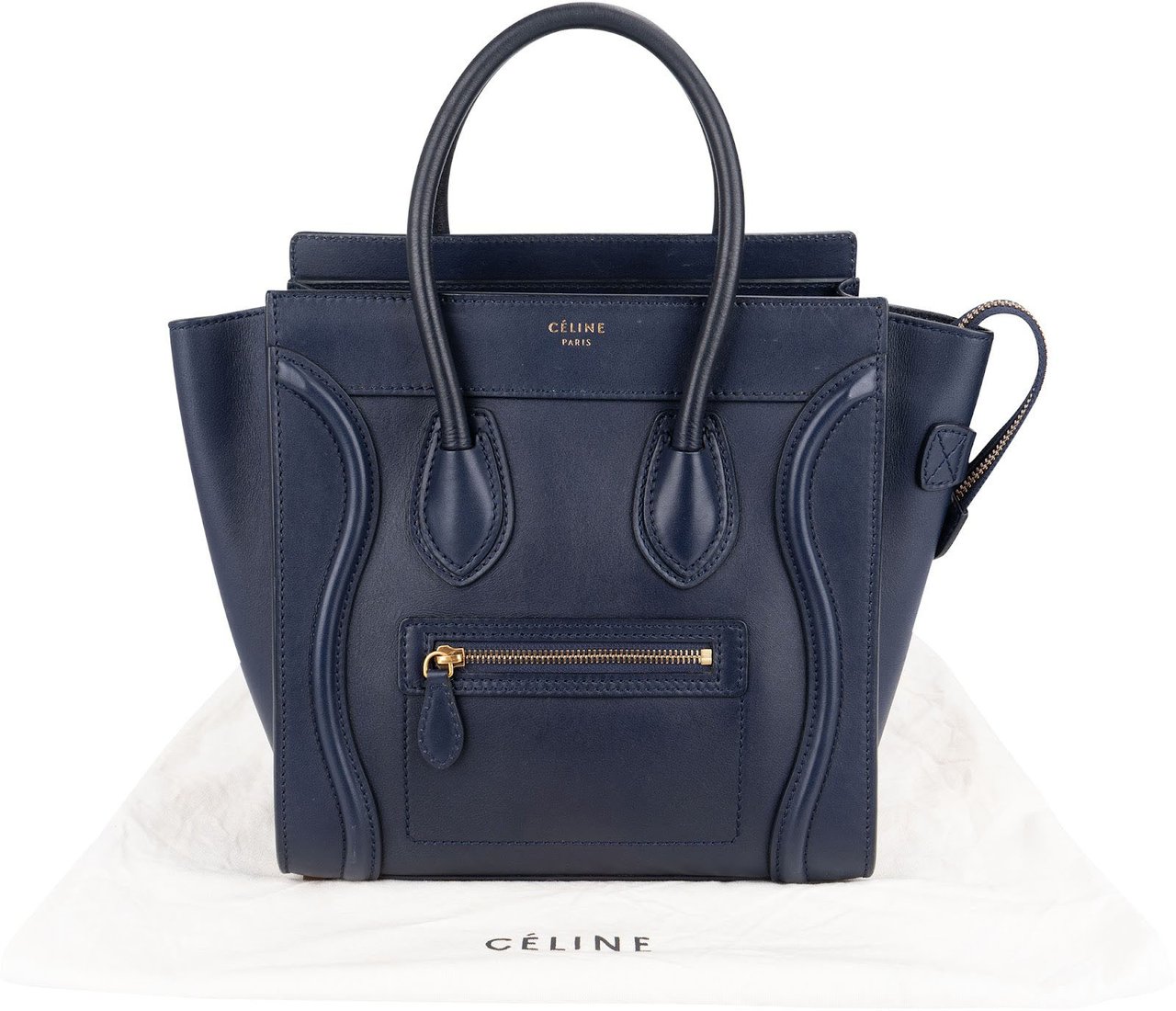 Celine Céline Blue Leather Luggage Handbag Navy