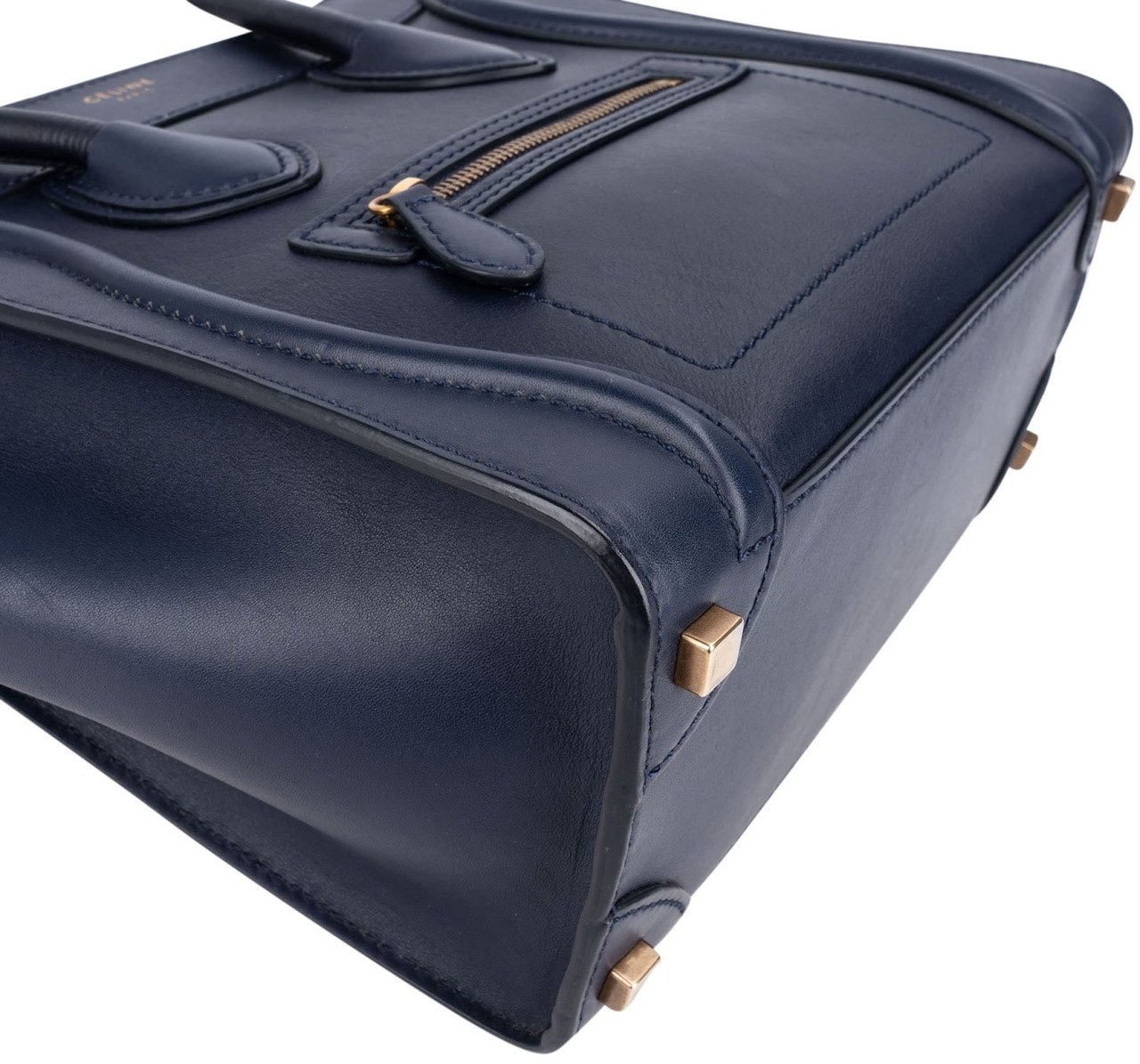 Celine Céline Blue Leather Luggage Handbag Navy