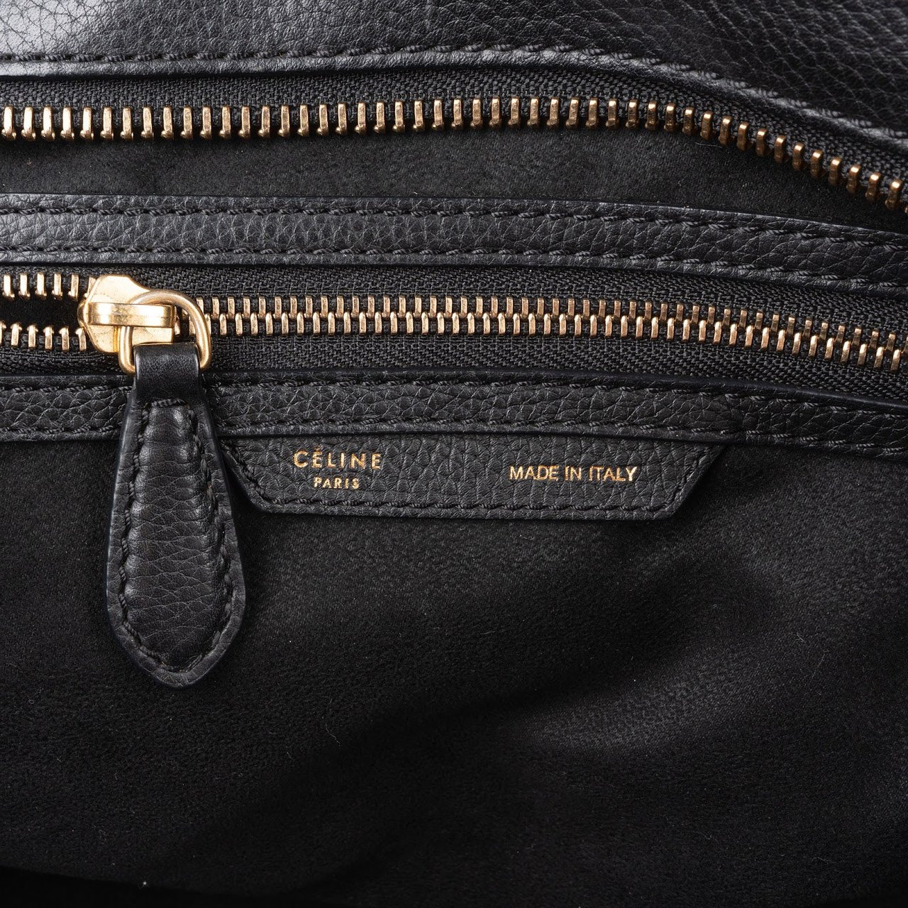 Celine Céline Grained Calfskin Luggage Handbag Zwart