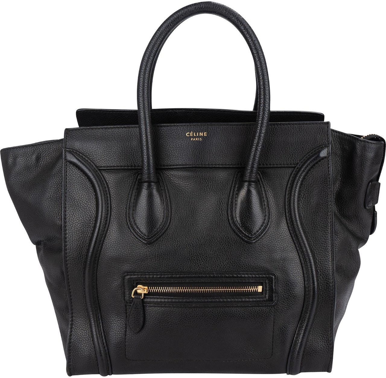 Celine Céline Grained Calfskin Luggage Handbag Zwart
